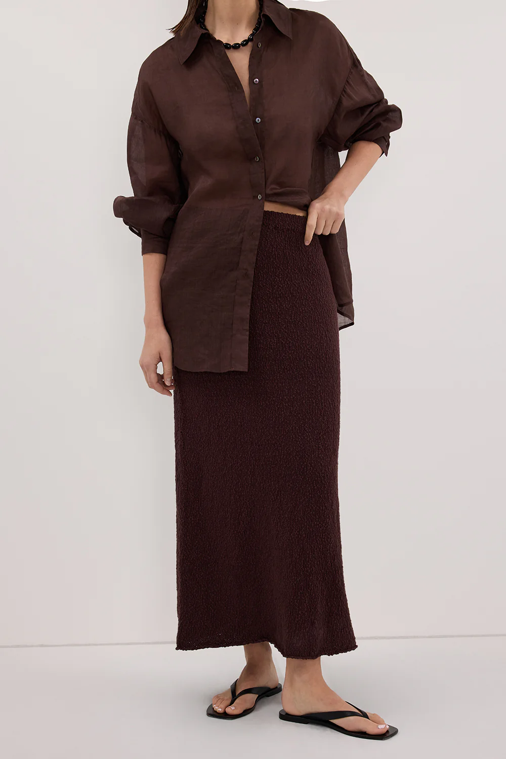 DINA CHOC KNIT MIDI SKIRT - Image 2