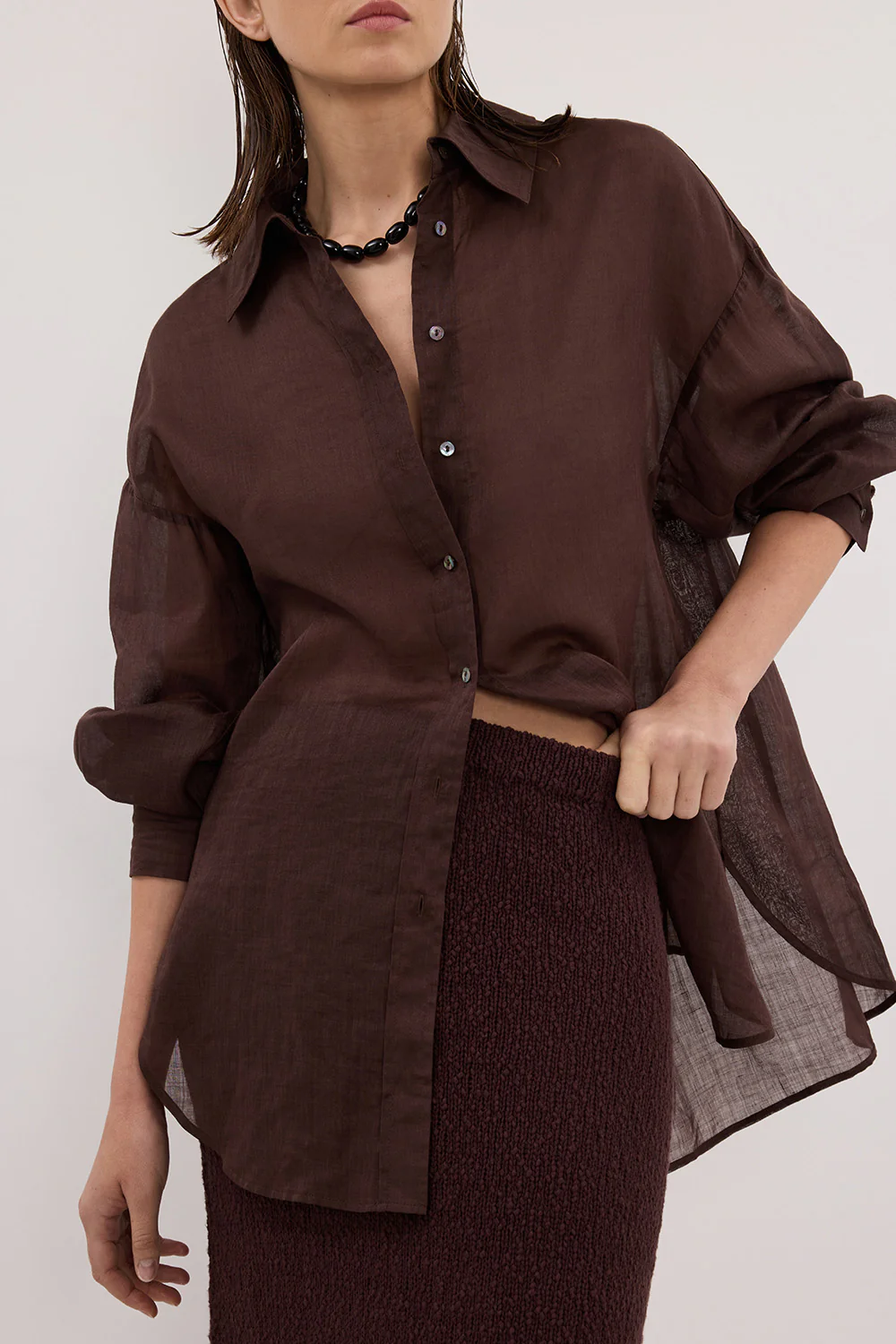 DINA CHOC KNIT MIDI SKIRT - Image 5