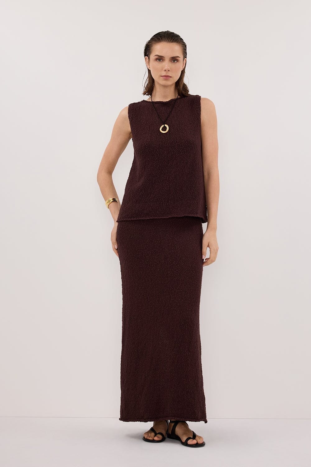 DINA CHOC KNIT MIDI SKIRT - Image 6