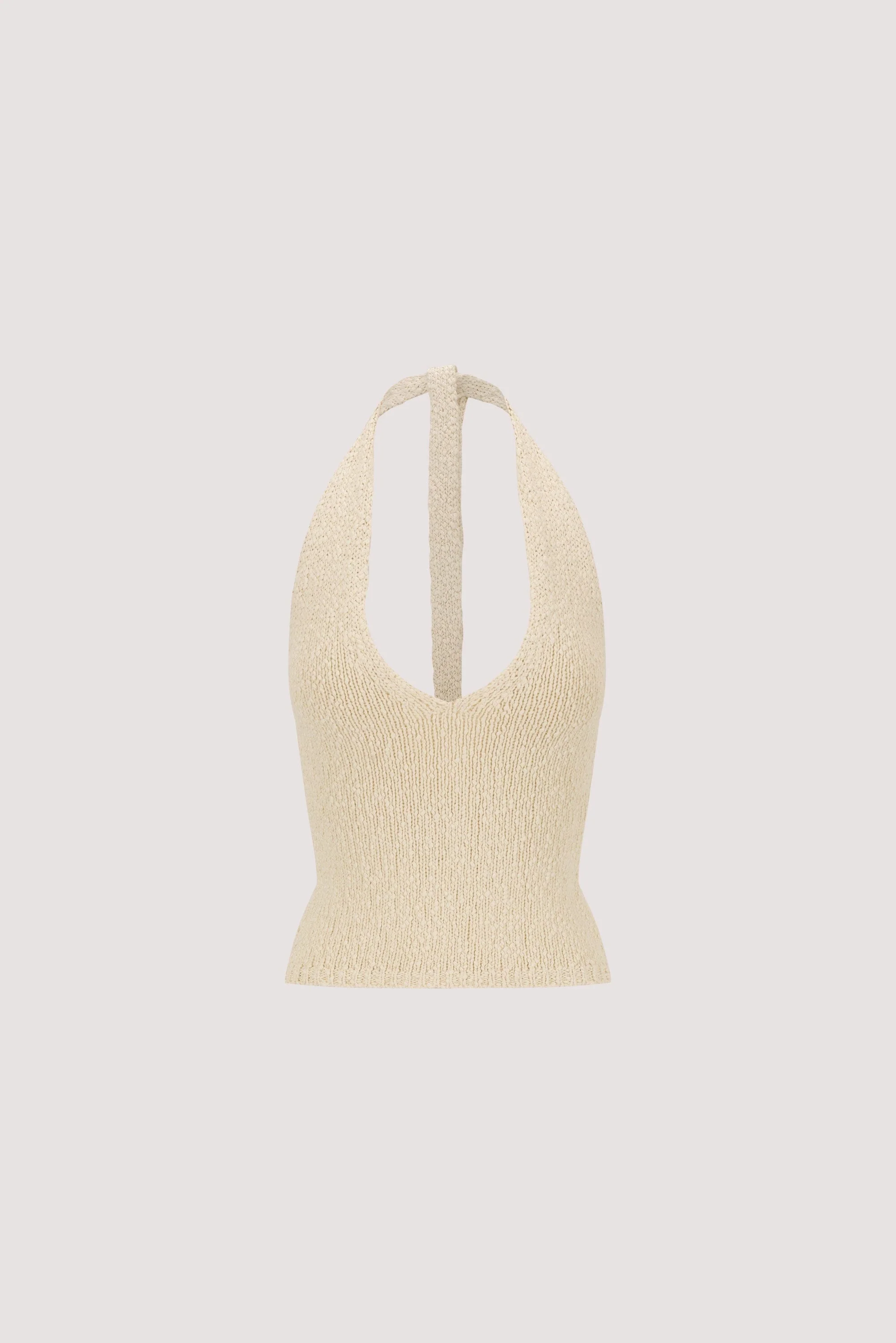 DINA NATURAL SLEEVELESS HALTER KNIT TOP - Image 8