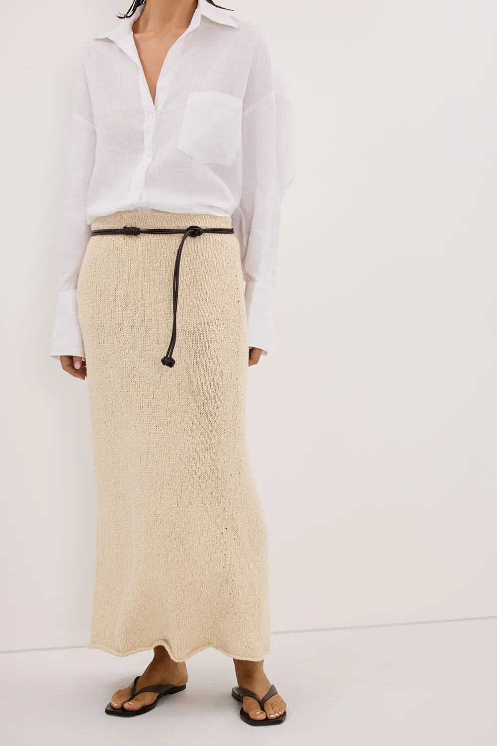 DINA NATURAL KNIT MIDI SKIRT - Image 2