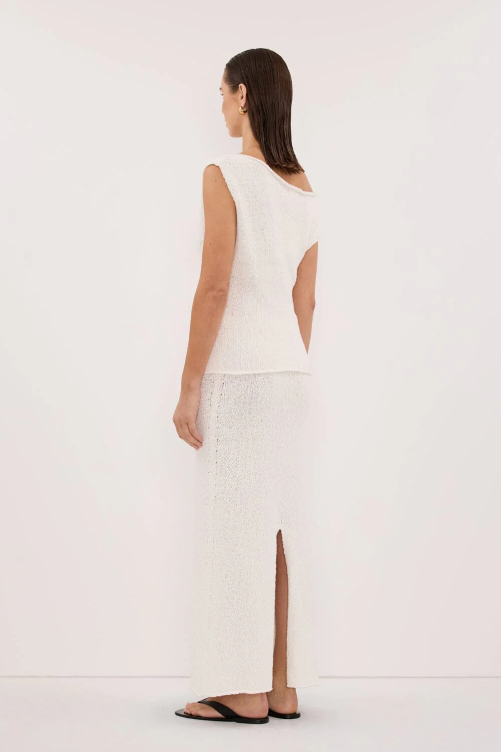 DINA OFF WHITE KNIT MIDI SKIRT - Image 7