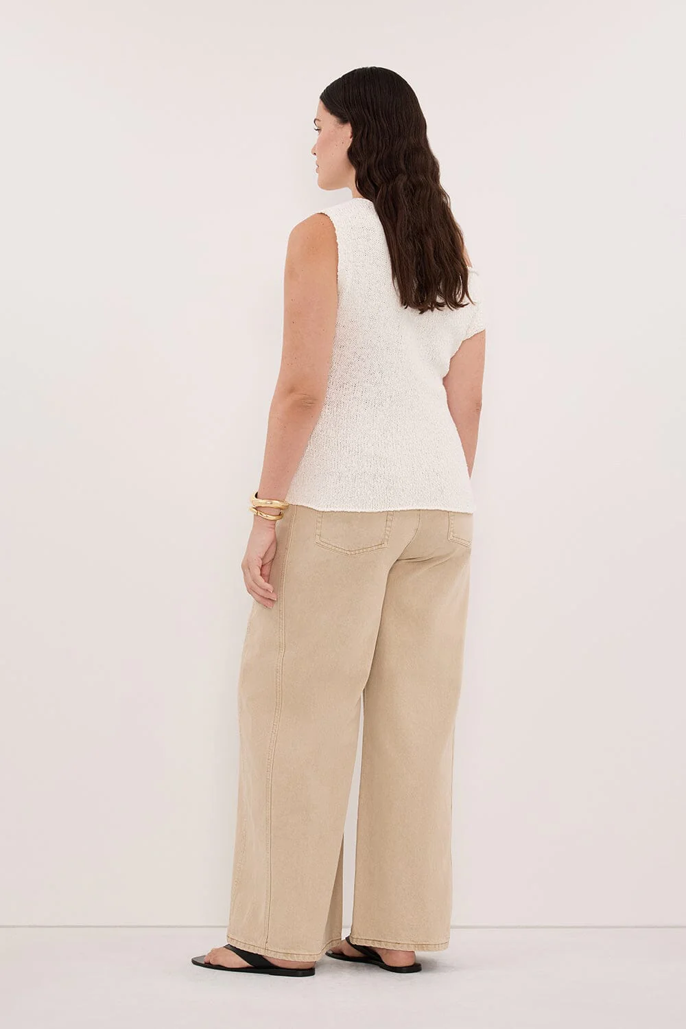 DINA OFF WHITE COTTON ASYM KNIT TOP - Image 7