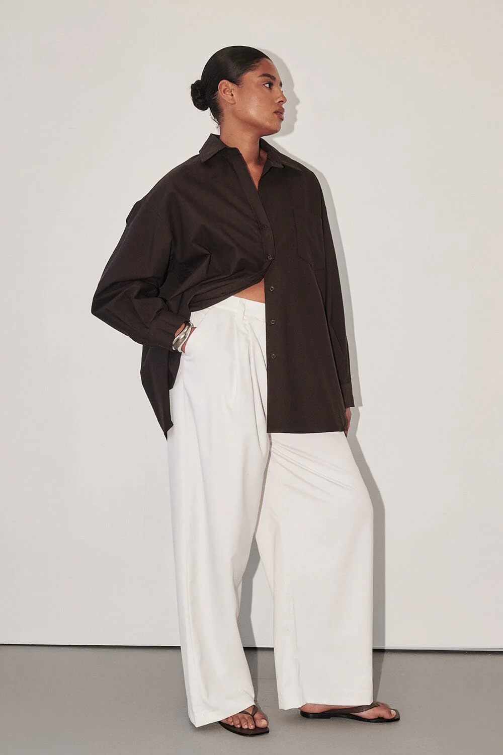 EASTON WHITE WIDE LEG LINEN PANT - Image 2