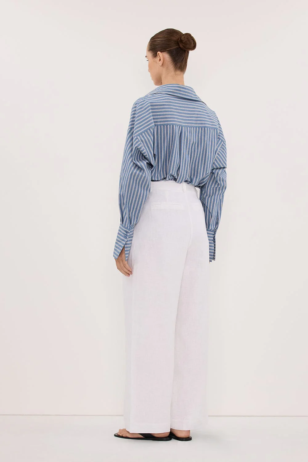 EASTON WHITE WIDE LEG LINEN PANT - Image 4