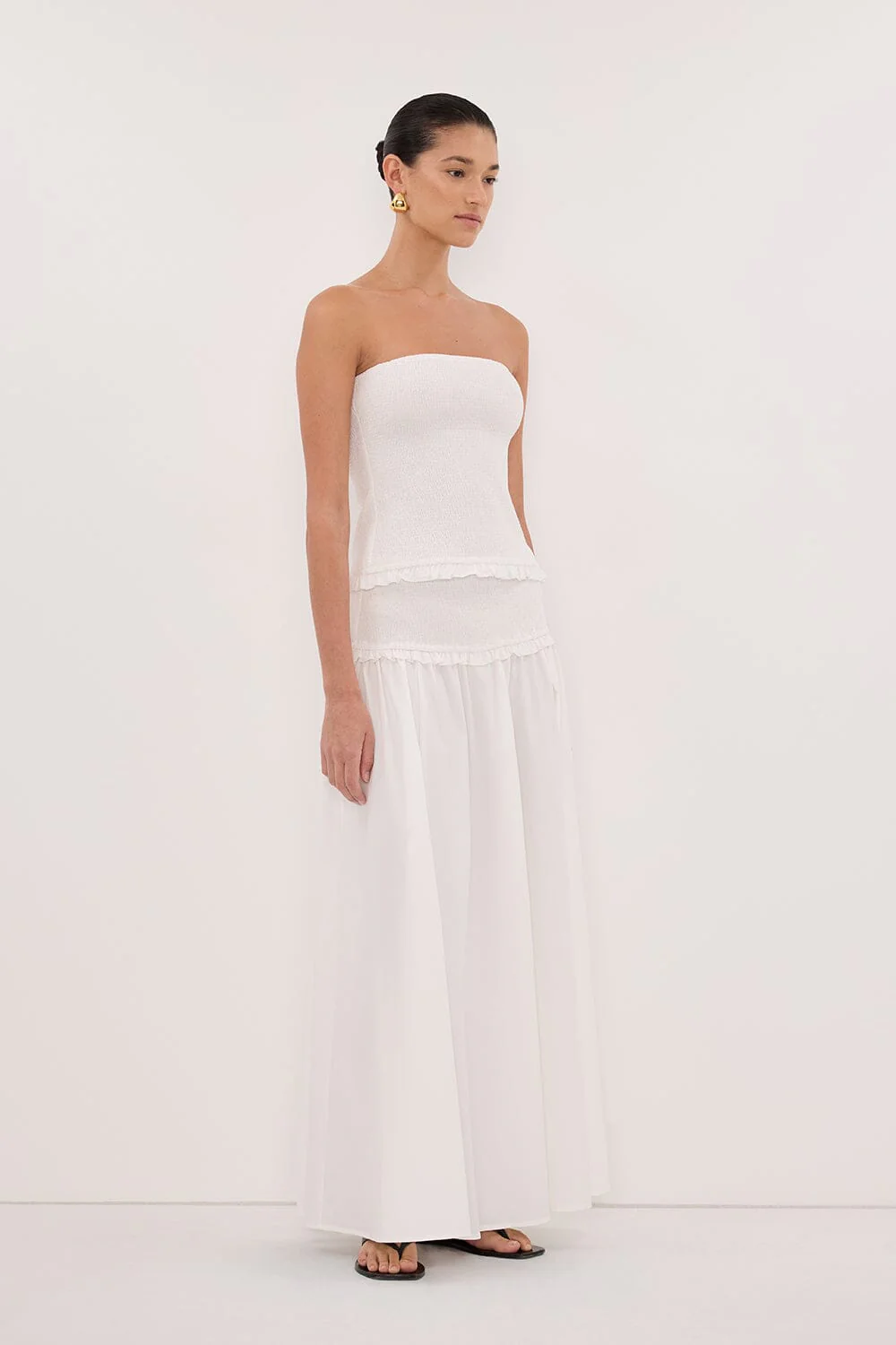 EDIE WHITE COTTON MIDI SKIRT - Image 3