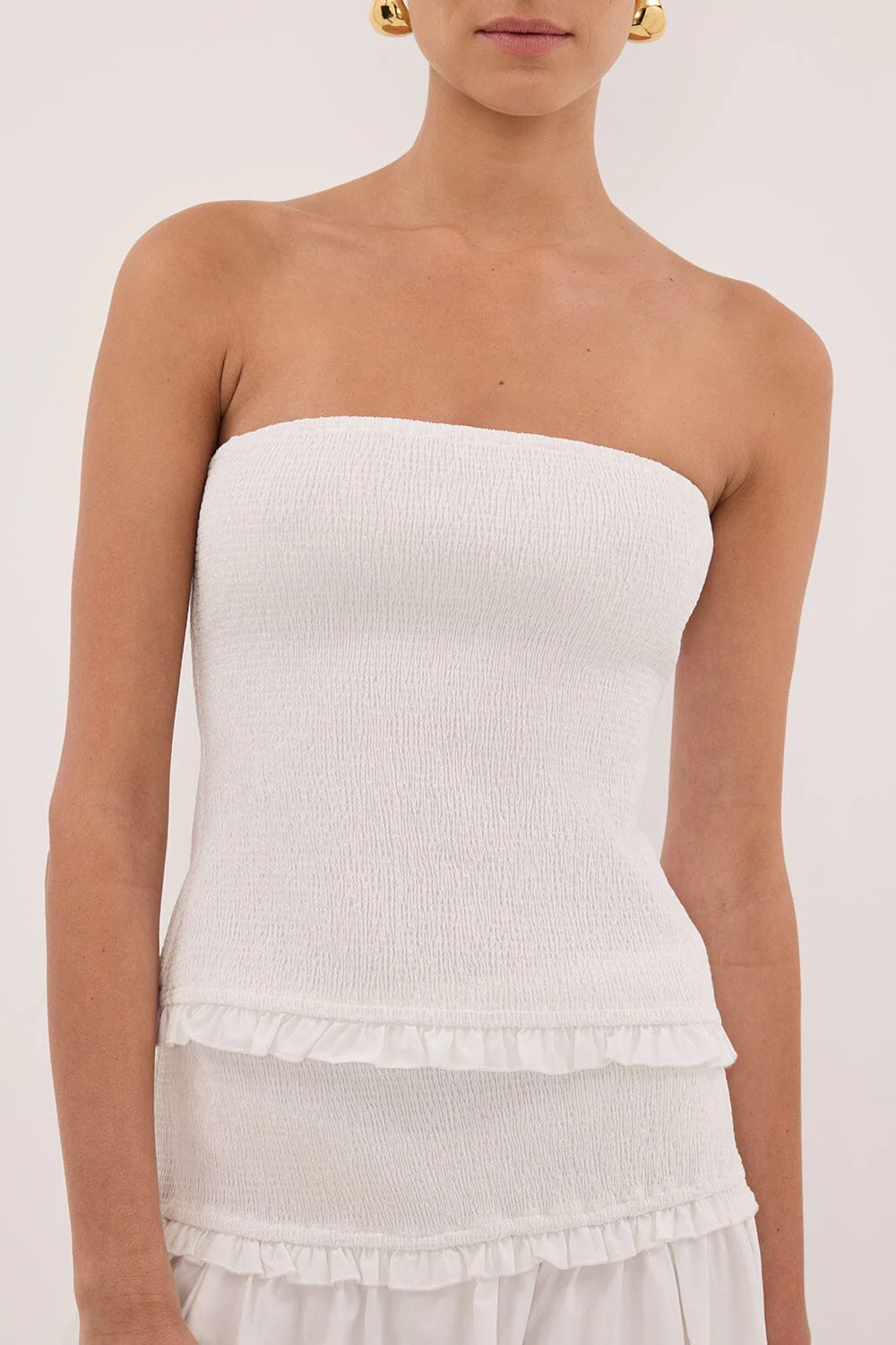 EDIE WHITE STRAPLESS COTTON TOP - Image 5
