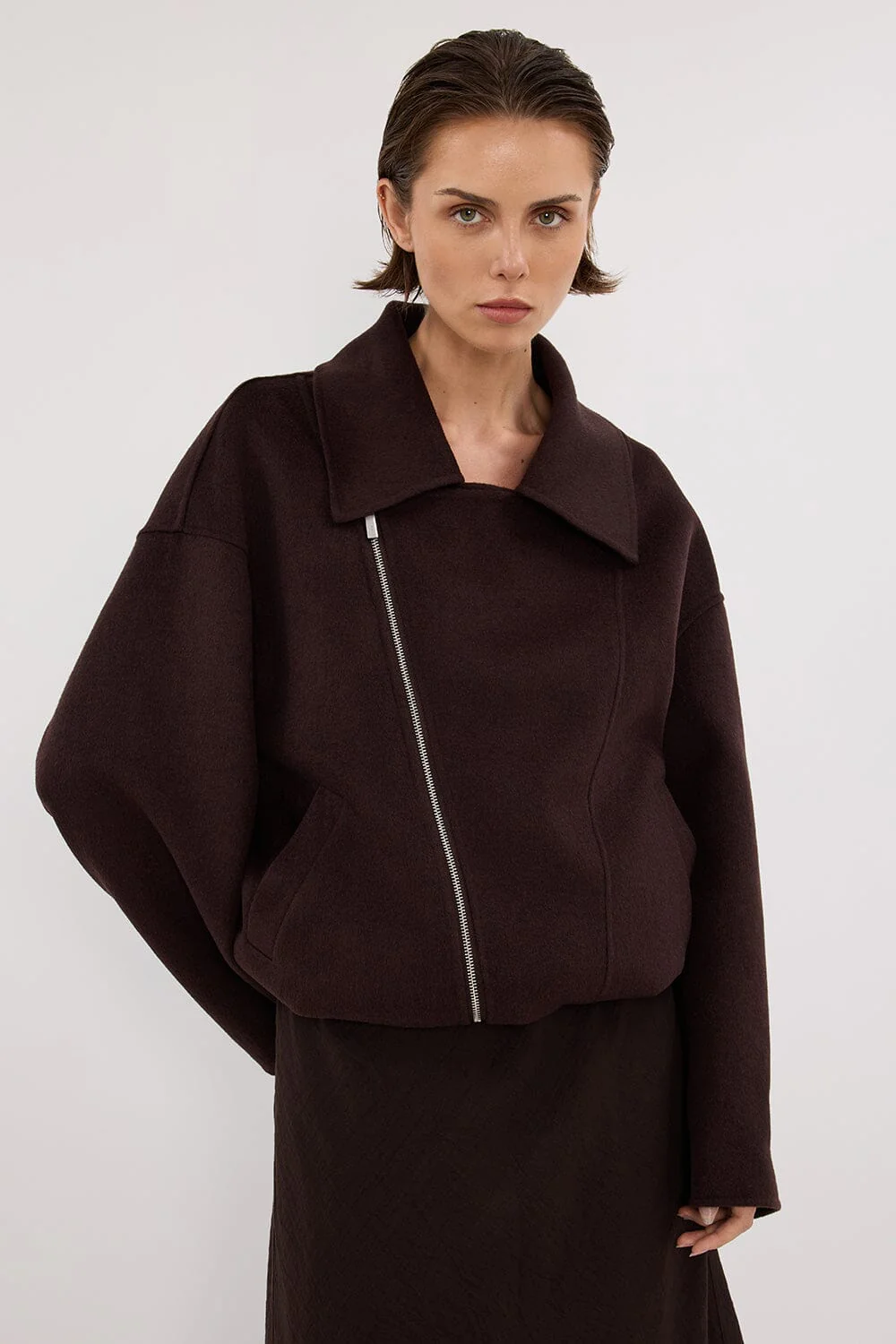 ELAINE DARK CHOC OVERSIZED WOOL BLEND JACKET - Image 5