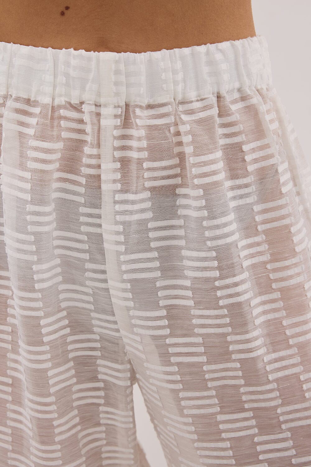 ELBA WHITE SHEER CHECK PANT - Image 5