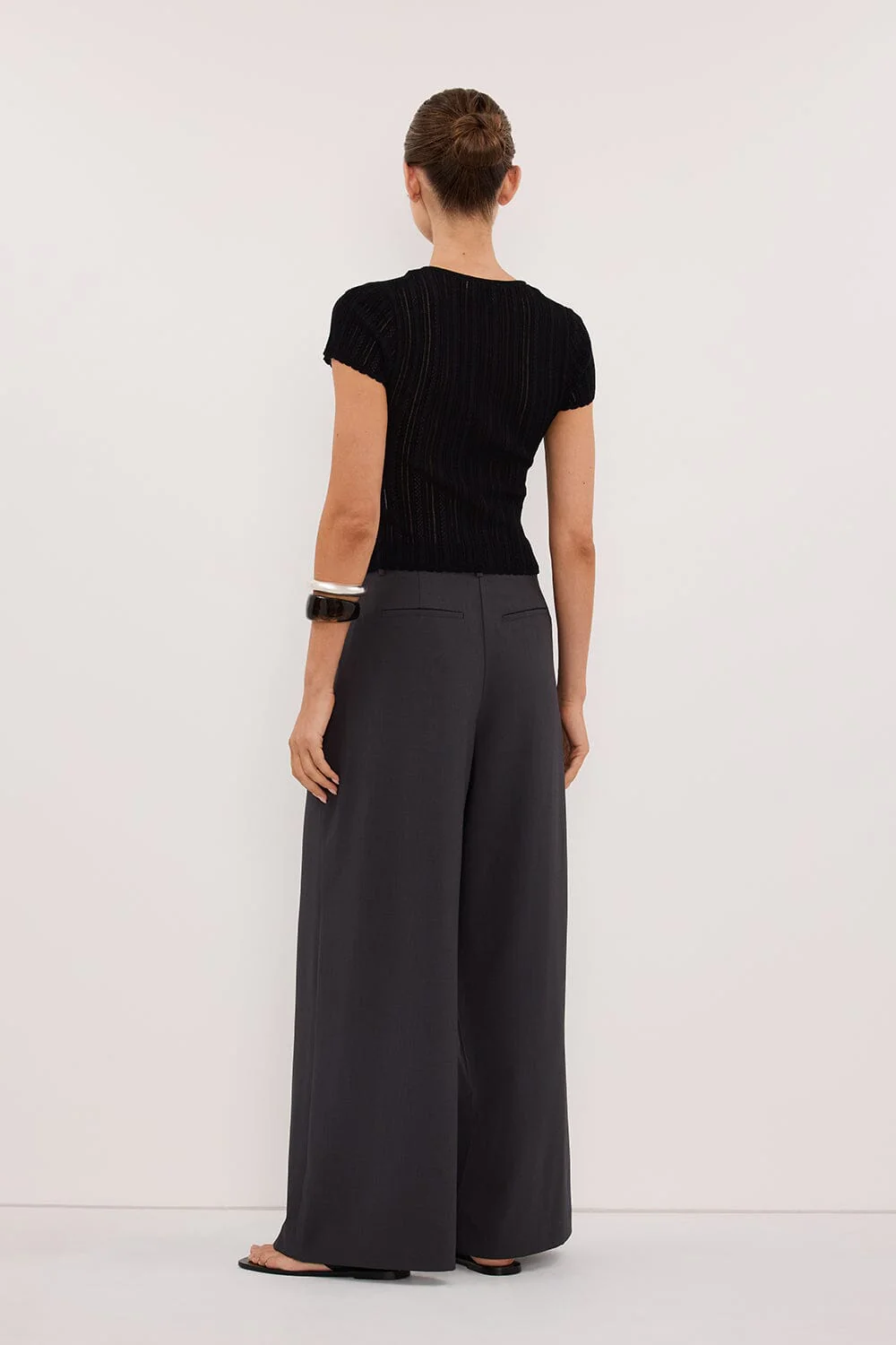 ELENA BLACK POINTELLE KNIT BABY TEE - Image 7