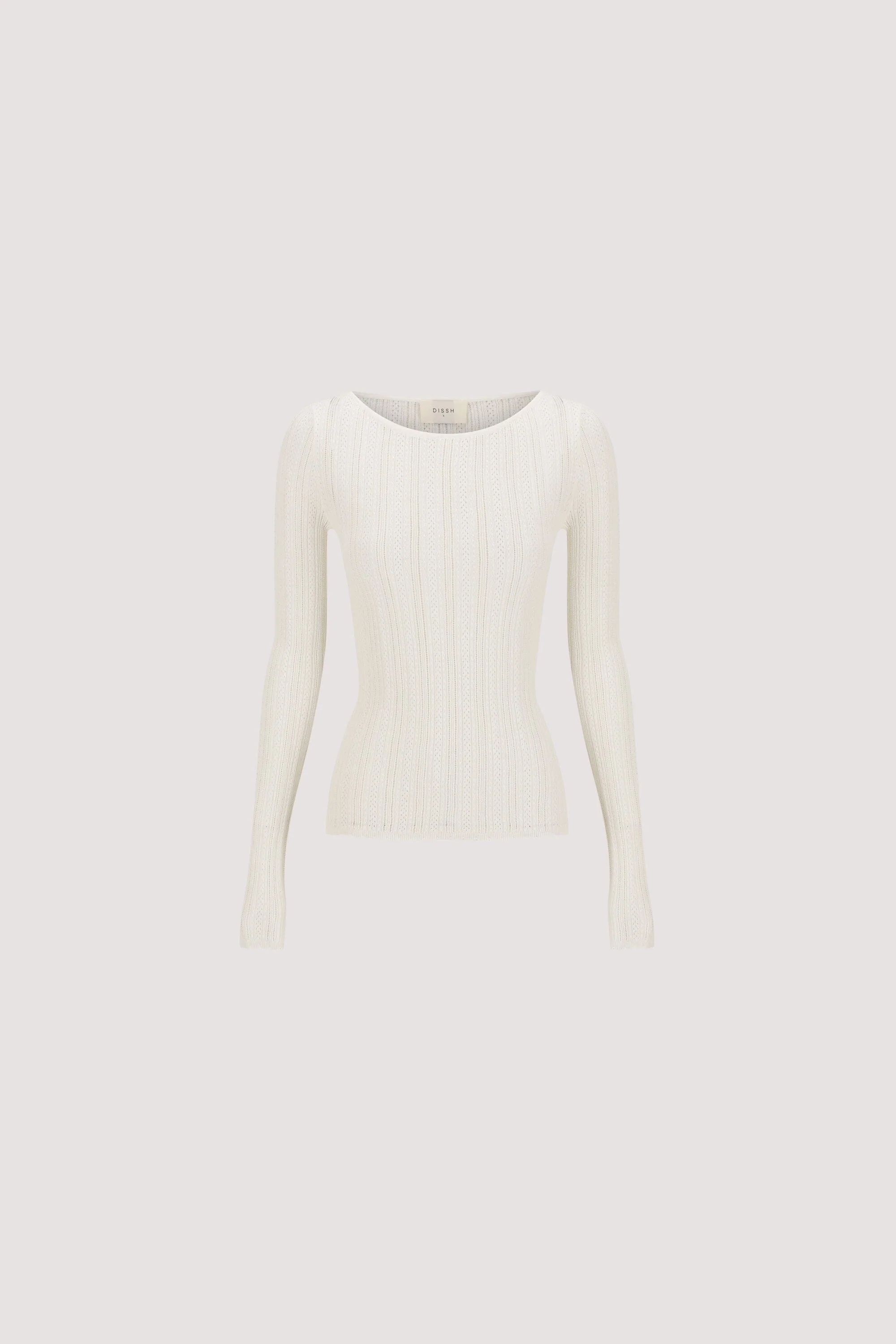 ELENA WHITE POINTELLE LONG SLEEVE KNIT TOP - Image 6