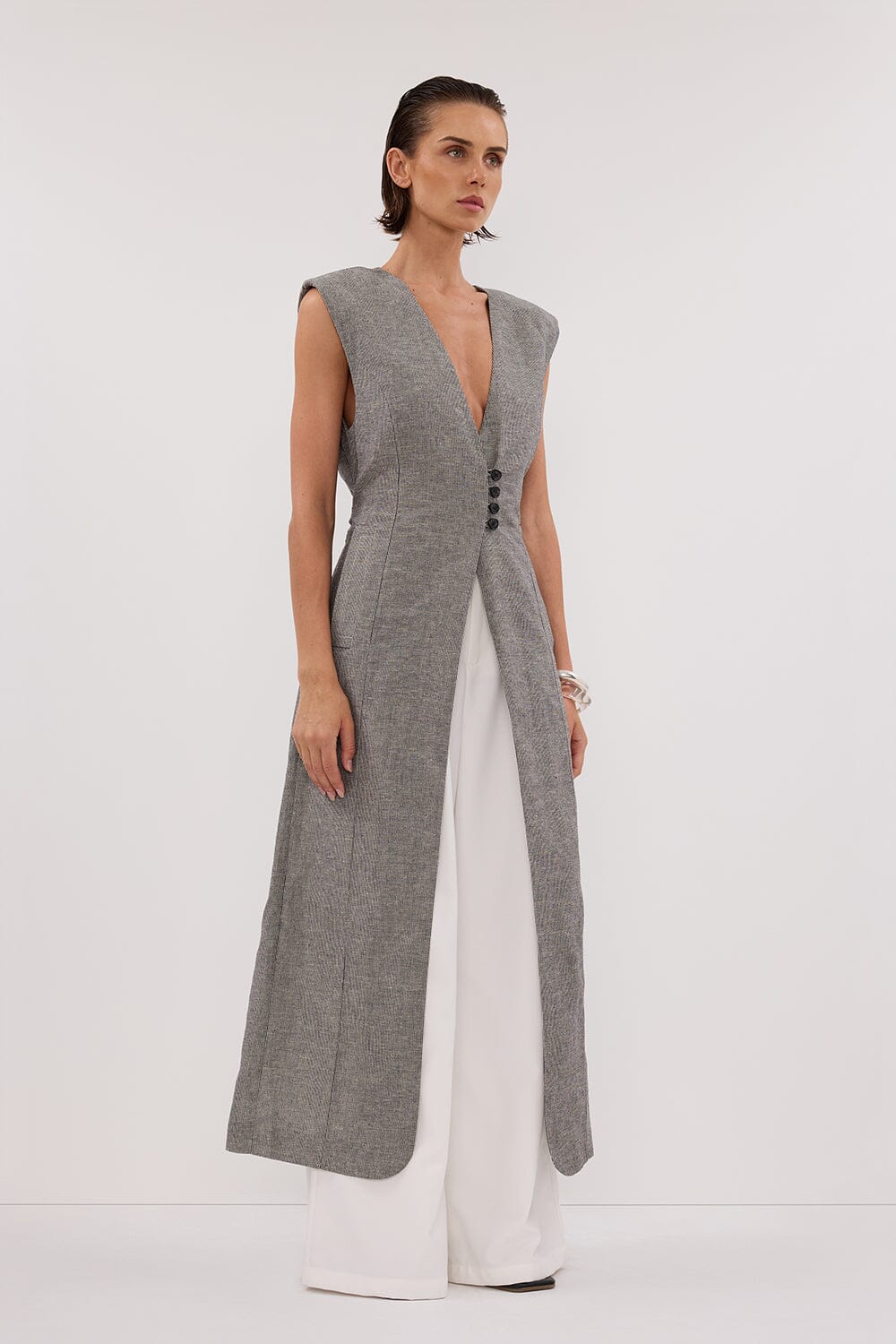 ELIAS CHARCOAL LONGLINE VEST - Image 3