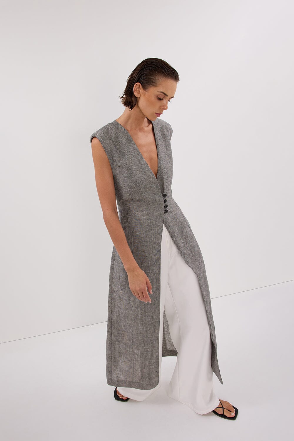ELIAS CHARCOAL LONGLINE VEST - Image 6