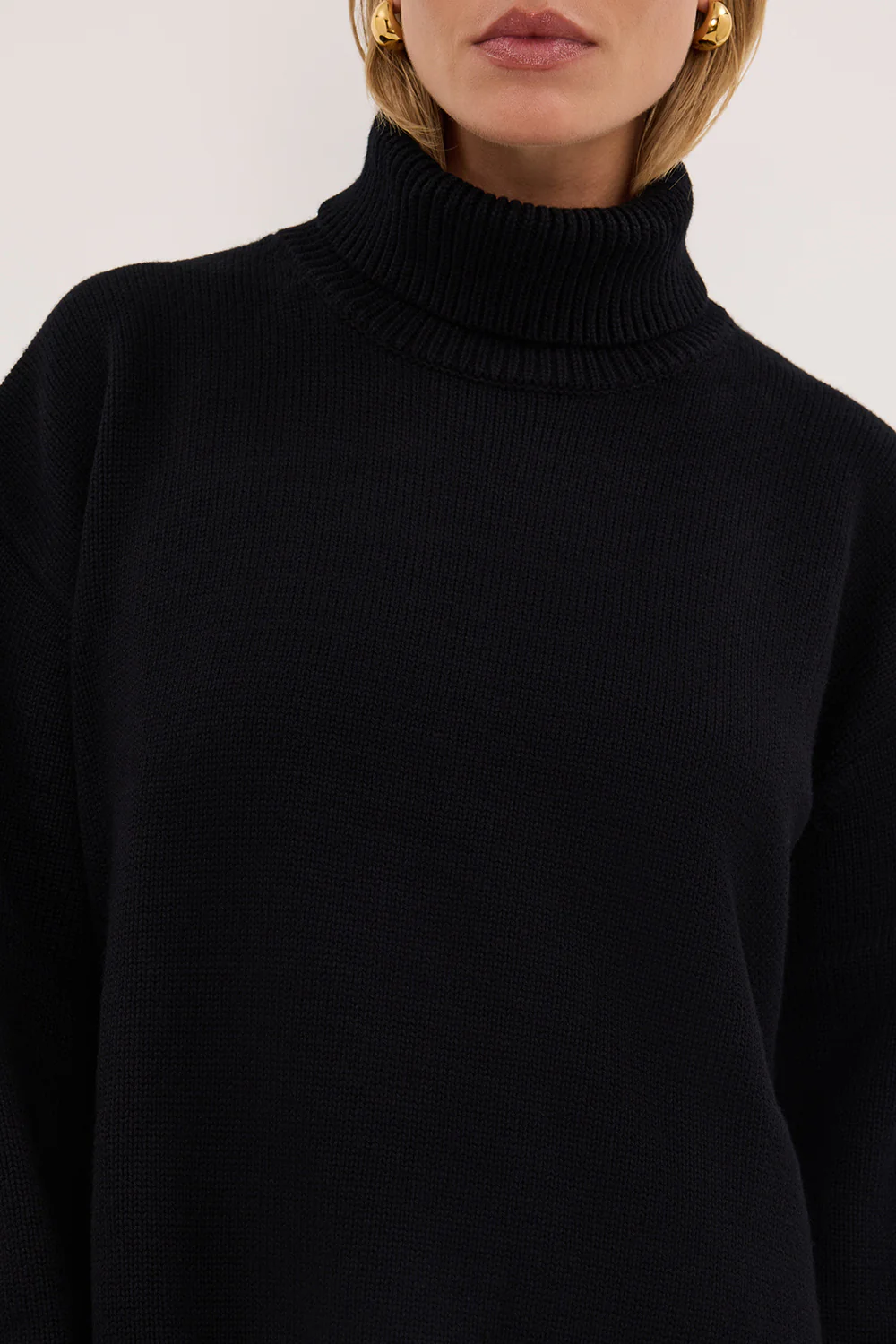 ELLA BLACK TURNBACK NECK KNIT JUMPER - Image 5