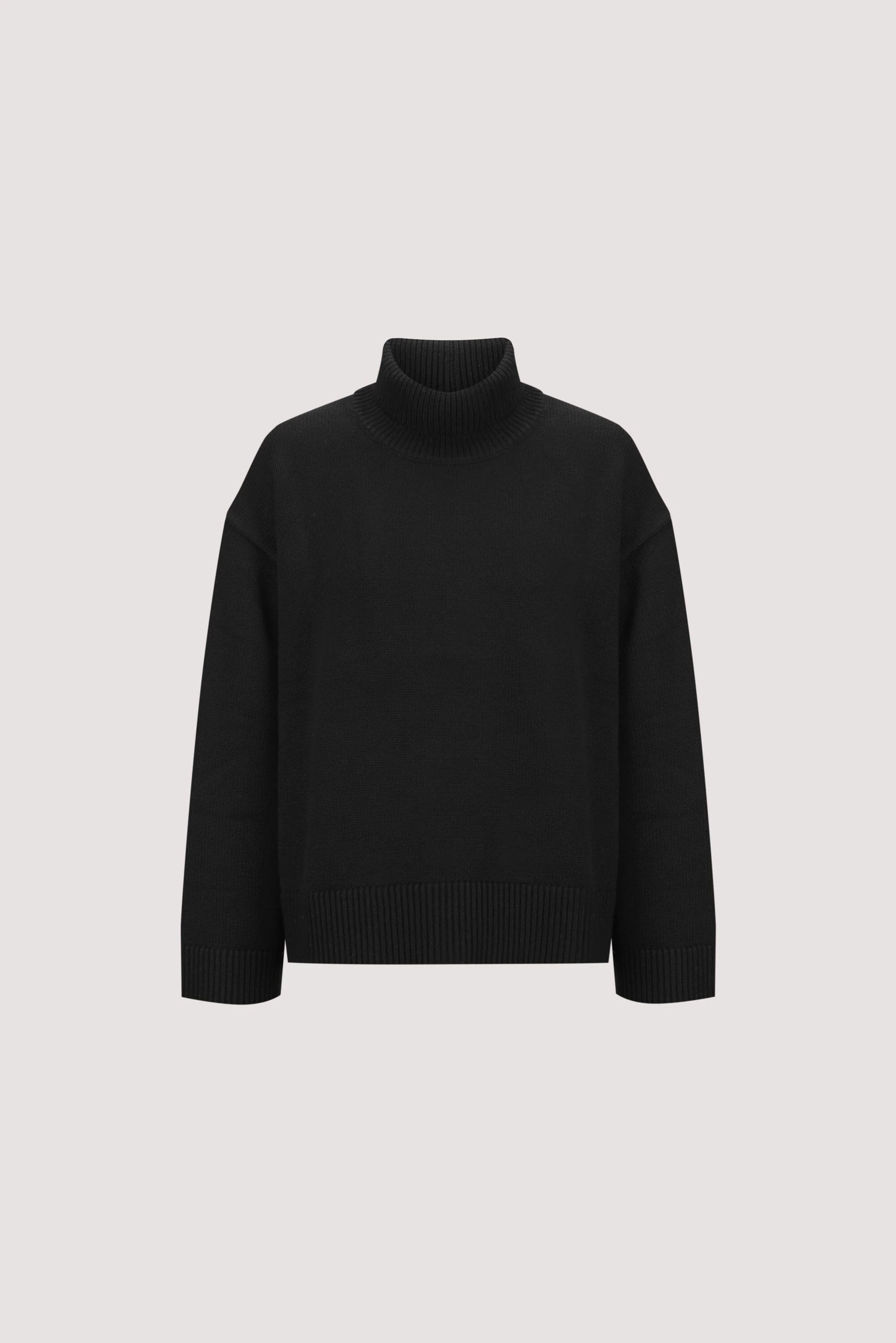 ELLA BLACK TURNBACK NECK KNIT JUMPER - Image 8