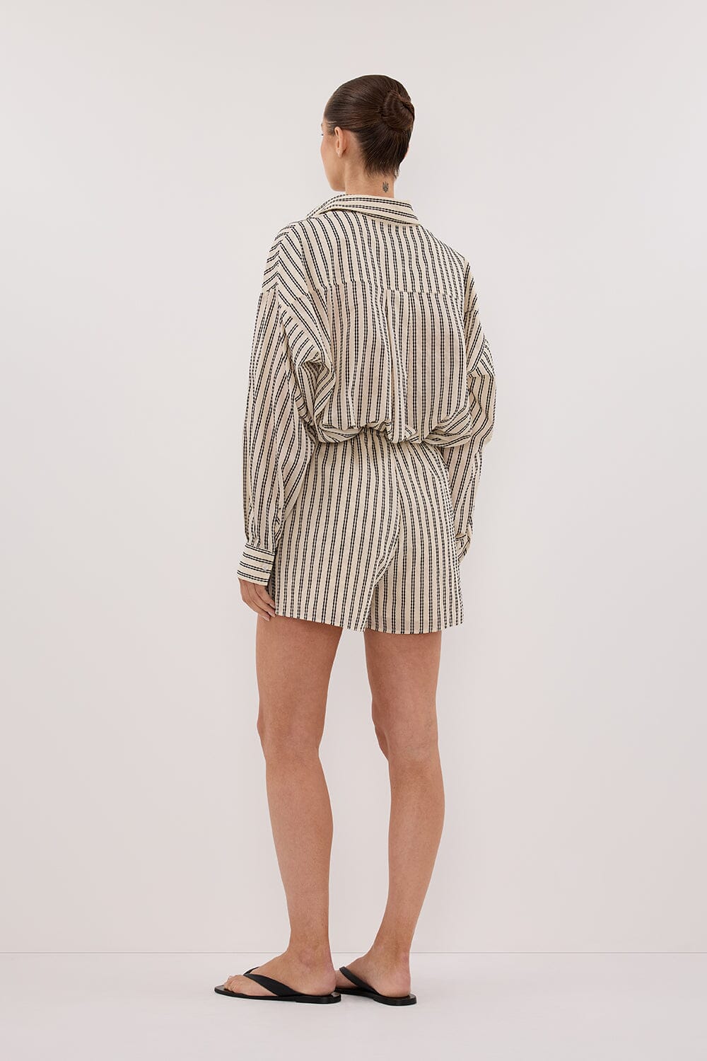 ELLIE CREAM STRIPE DRAWSTRING SHORTS - Image 4