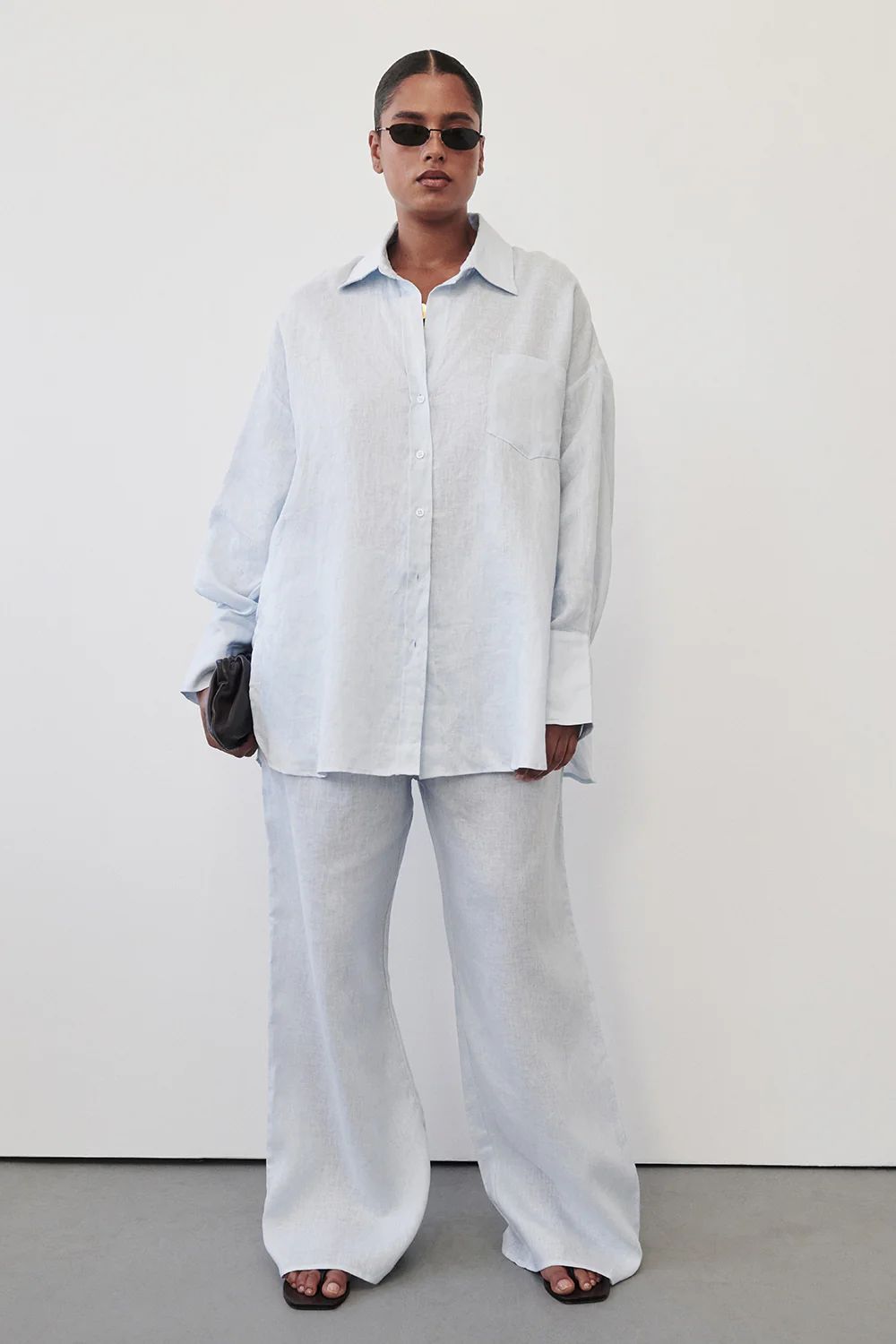 ELLIS ICE BLUE LONG SLEEVE LINEN SHIRT