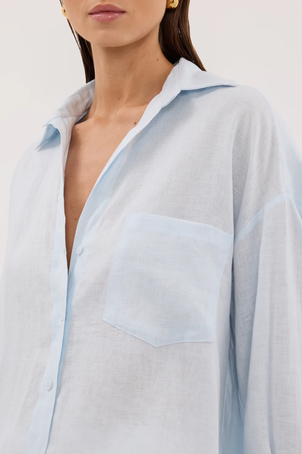 ELLIS ICE BLUE LONG SLEEVE LINEN SHIRT - Image 6