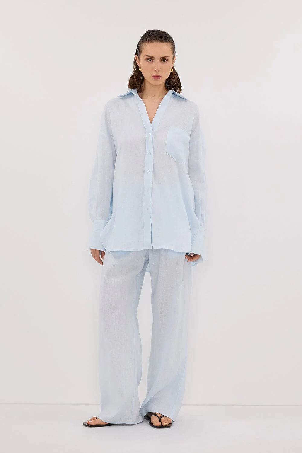 ELLIS ICE BLUE LONG SLEEVE LINEN SHIRT - Image 7