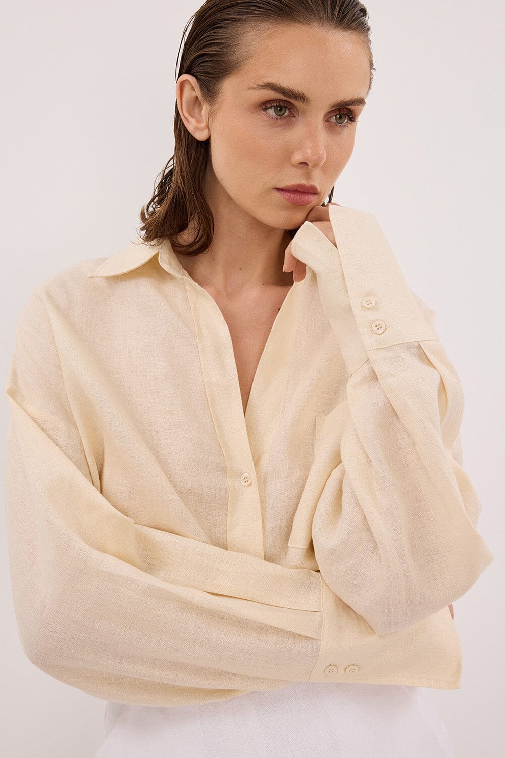 ELLIS SANDSTONE LONG SLEEVE LINEN SHIRT - Image 5