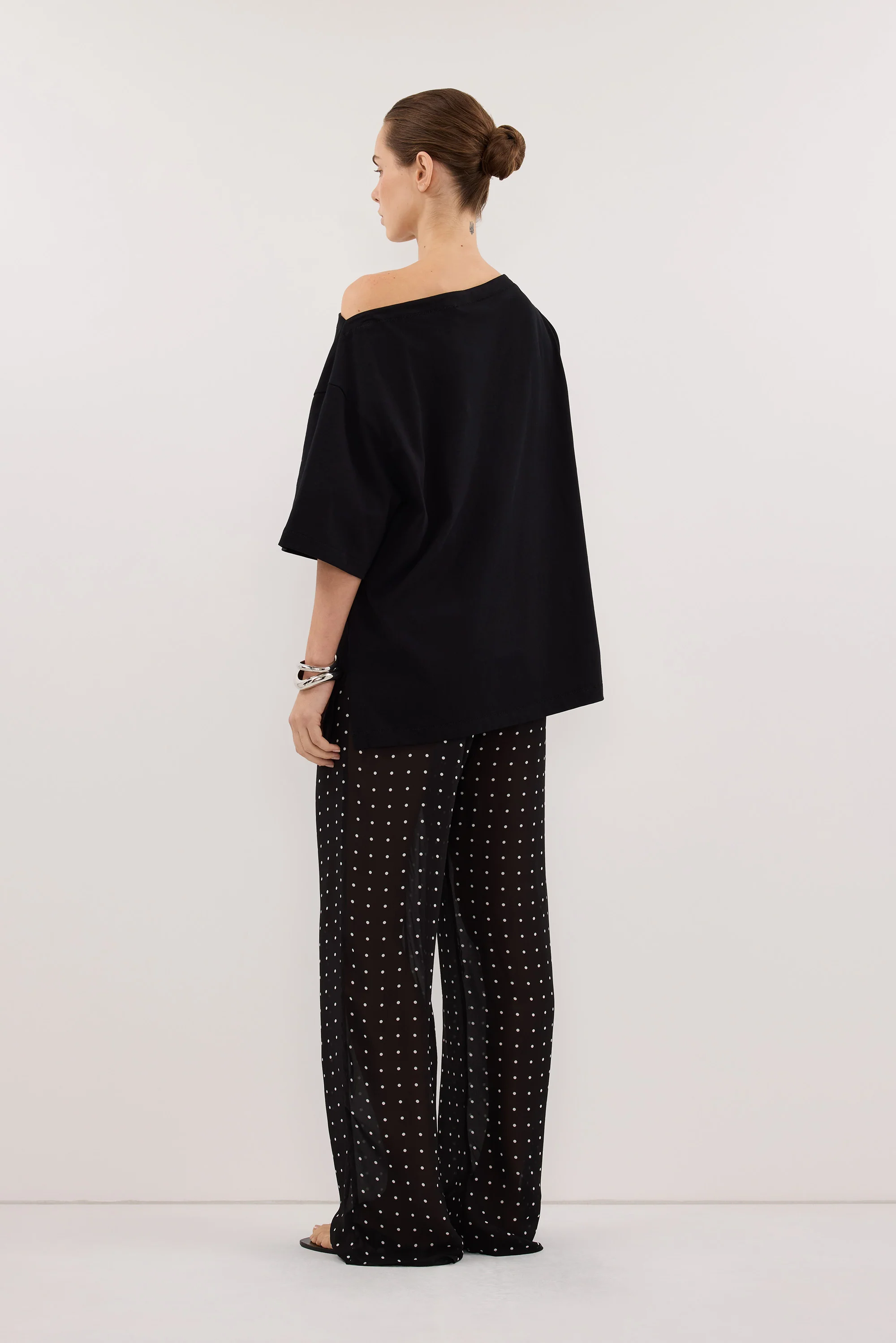 ESME BLACK ASYM BOAT NECK TEE - Image 4
