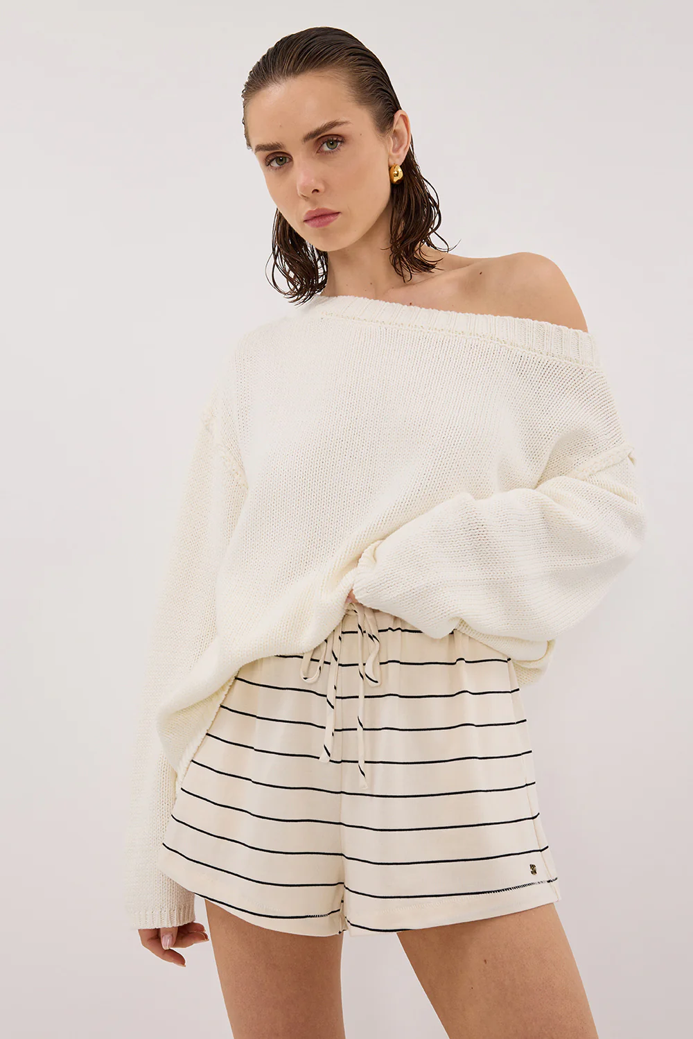 ESME OFF WHITE STRIPE SHORT - Image 2
