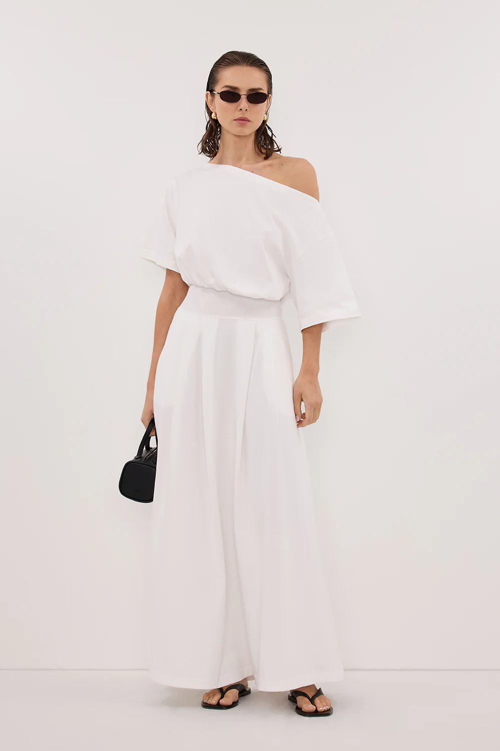 ESME WHITE ASYM MAXI DRESS
