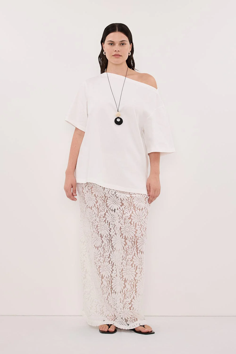 ESME WHITE ASYM BOAT NECK TEE - Image 6