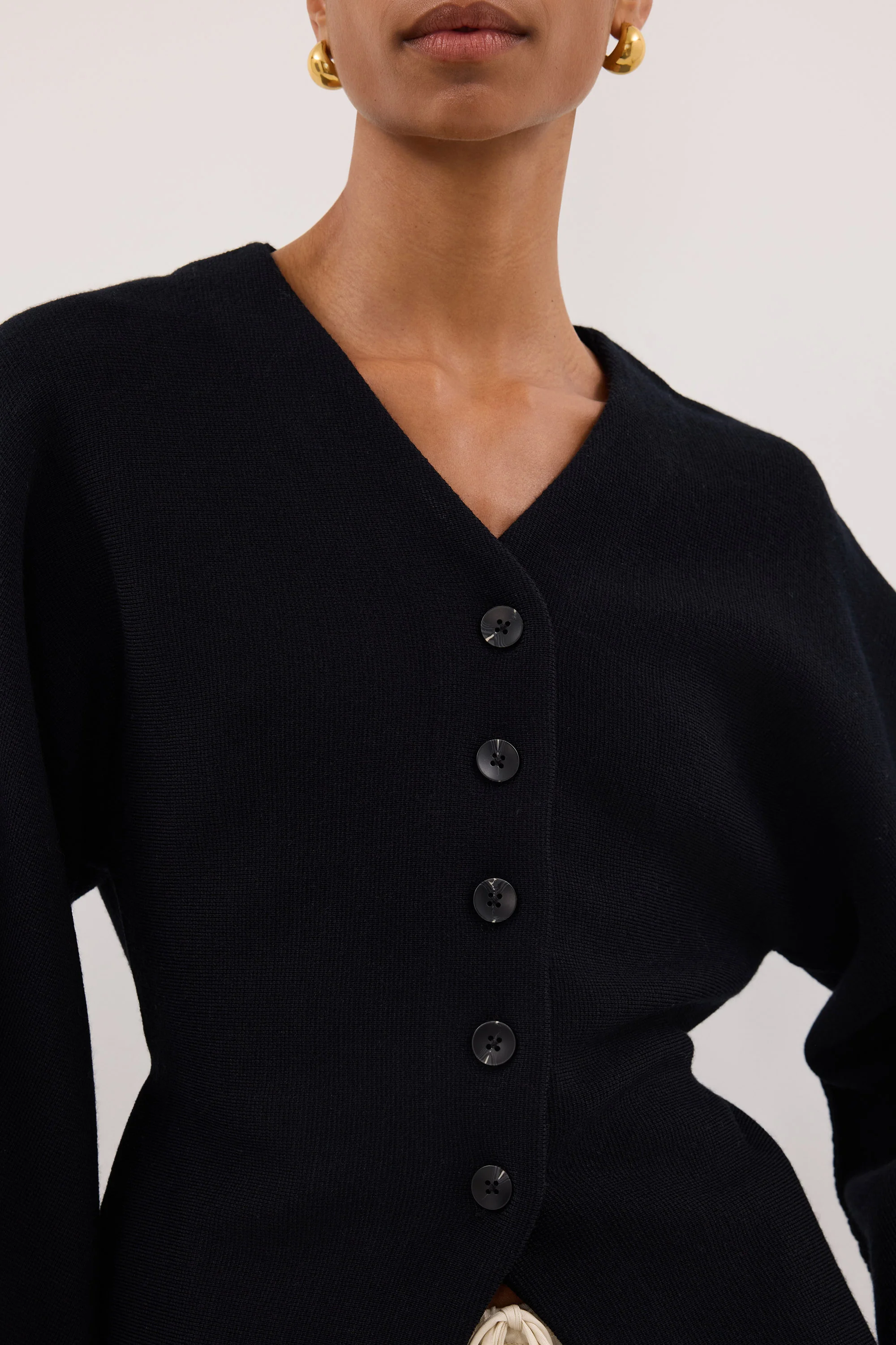 ETHEL BLACK V NECK CARDIGAN - Image 5