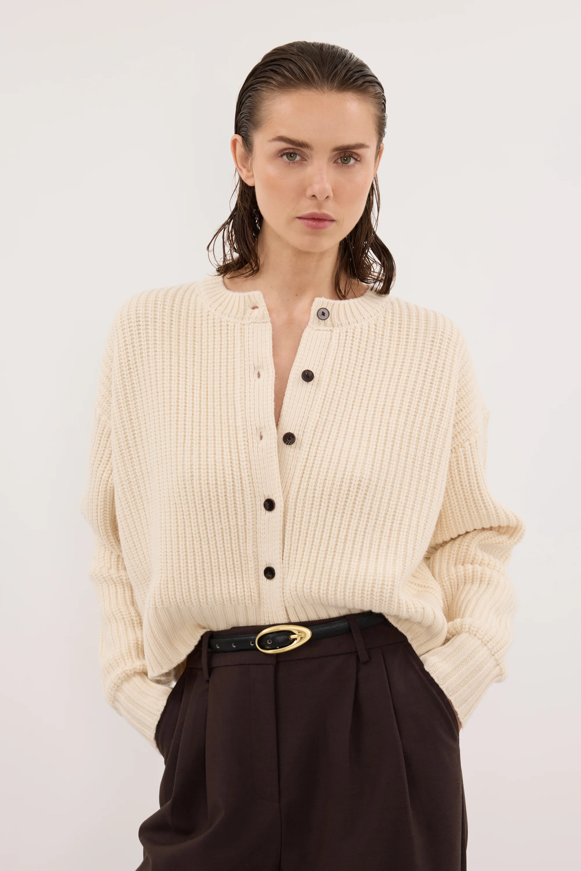 EVALINA SANDSTONE KNIT CARDIGAN - Image 2