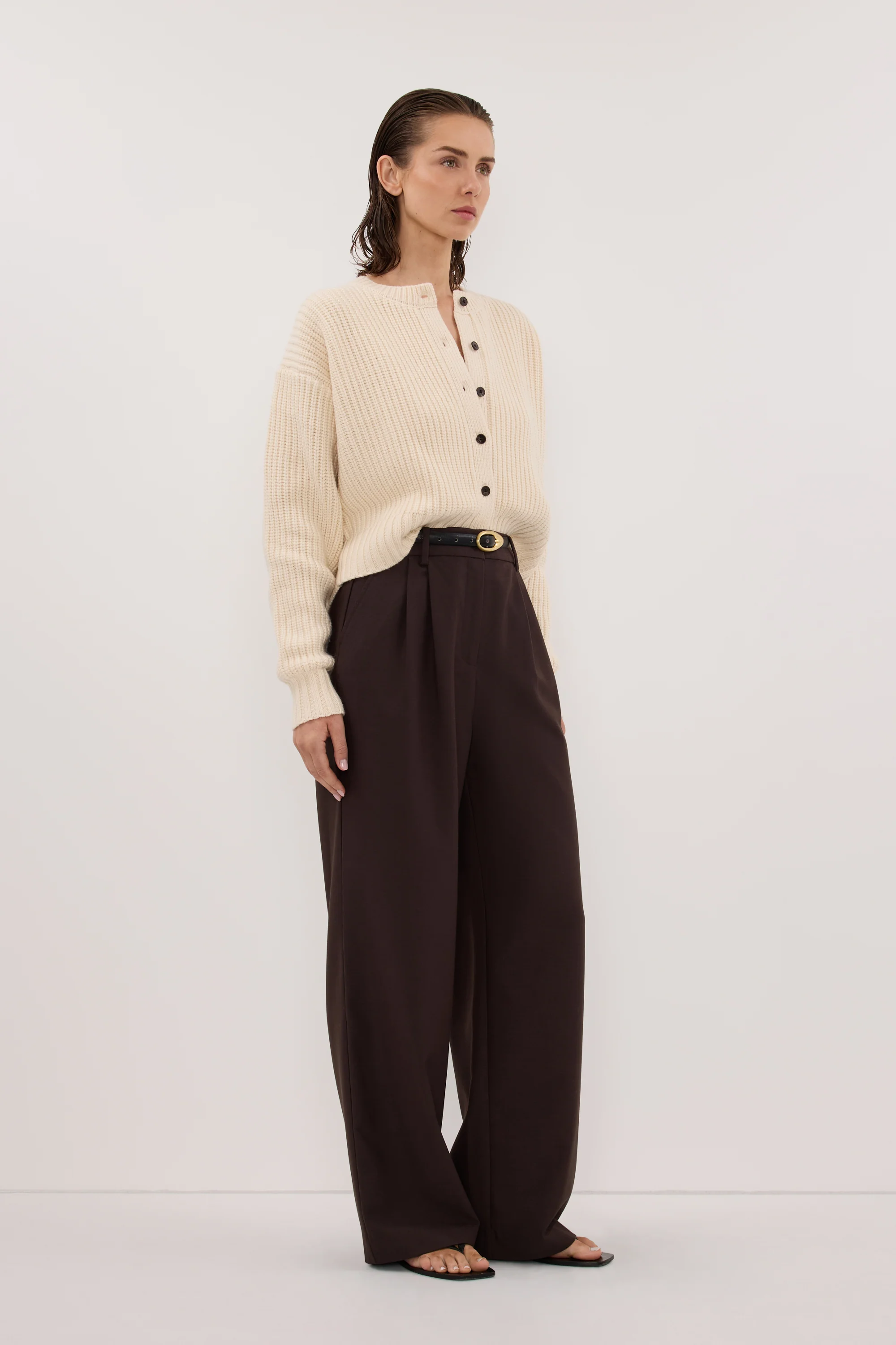 EVALINA SANDSTONE KNIT CARDIGAN - Image 3
