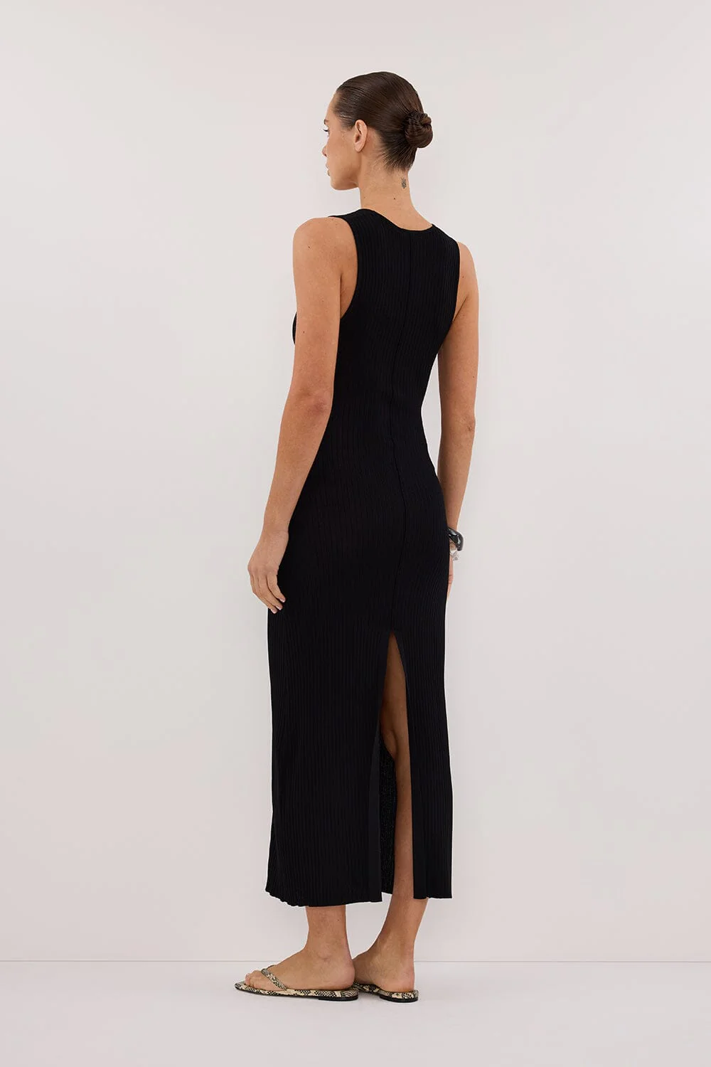 EVE BLACK SCOOP KNIT MIDI DRESS - Image 4