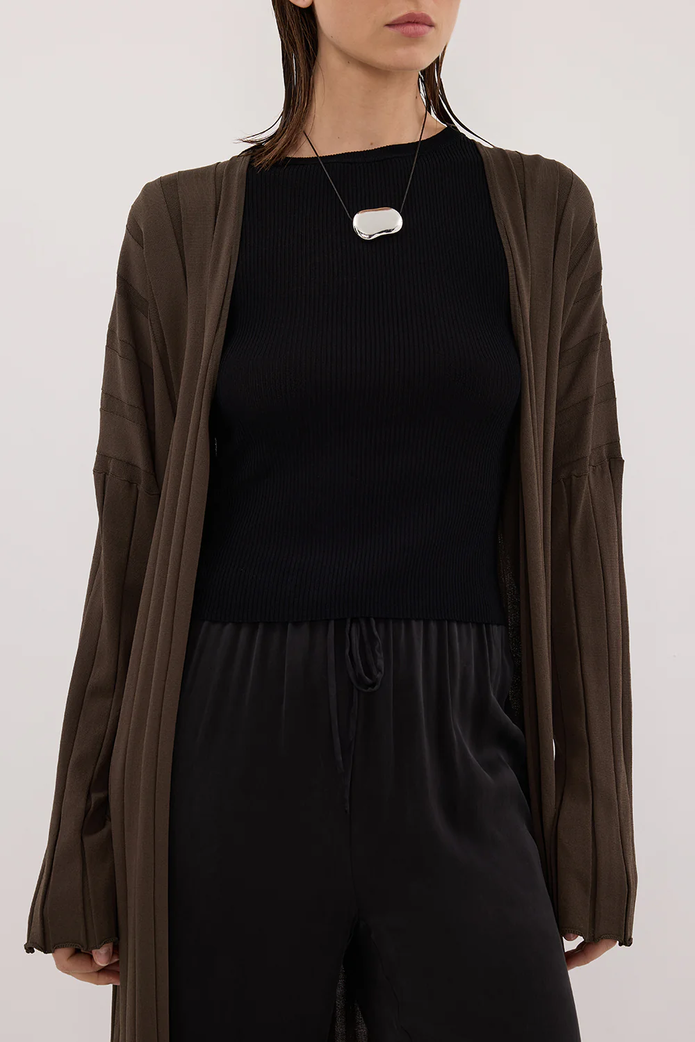 EVE DARK OLIVE KNIT MIDI CARDIGAN - Image 5