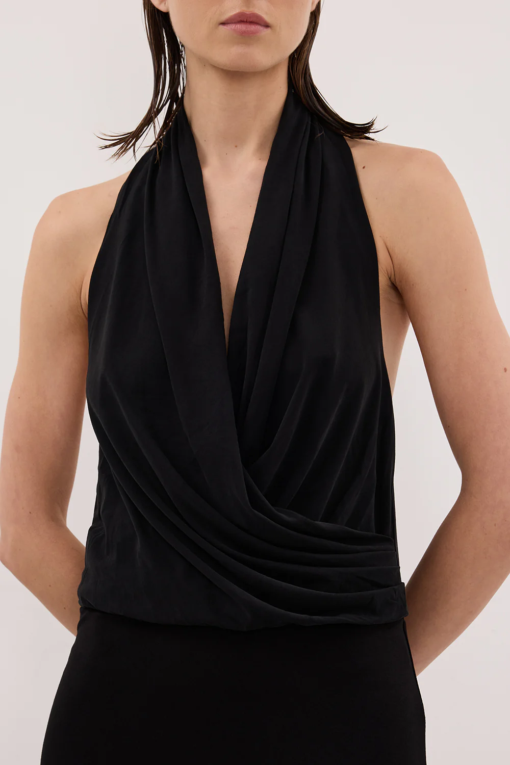 FELICITY BLACK SLEEVELESS HALTER MIDI DRESS - Image 5