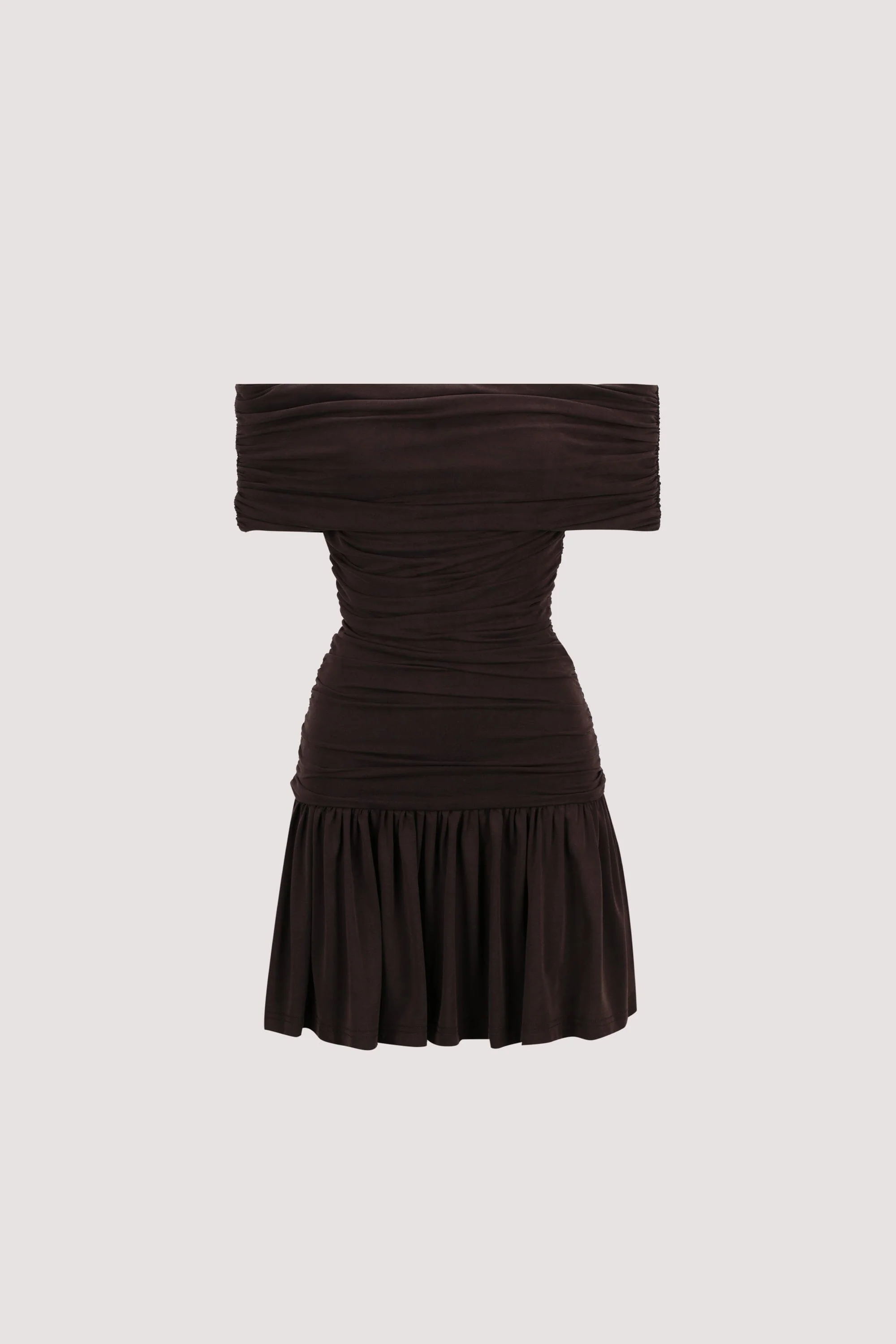 FEZ BURNT CHOC OFF SHOULDER MINI DRESS - Image 6