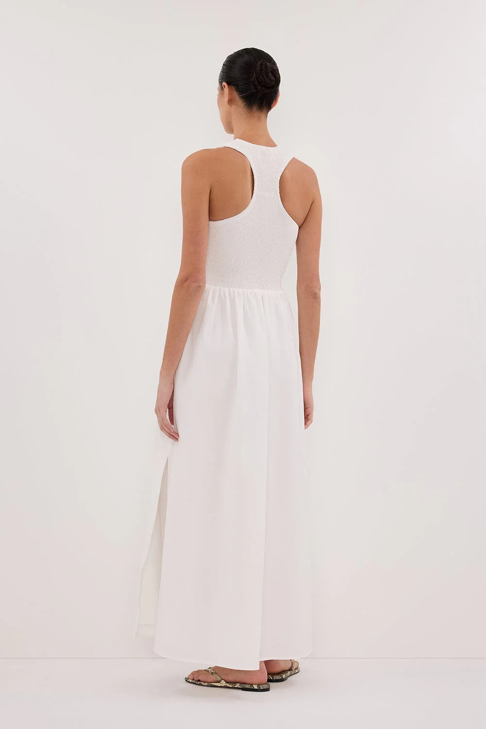 FLORENCE WHITE SLEEVELESS COTTON MIDI DRESS - Image 4