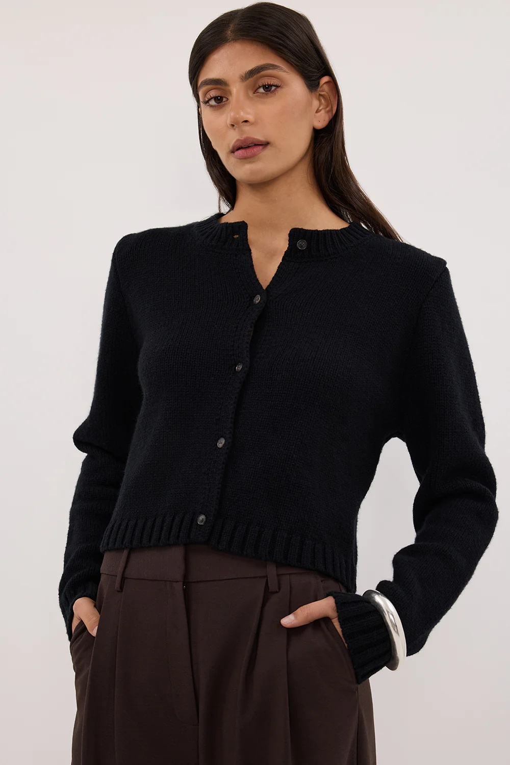FOSTER BLACK KNIT CARDIGAN - Image 2