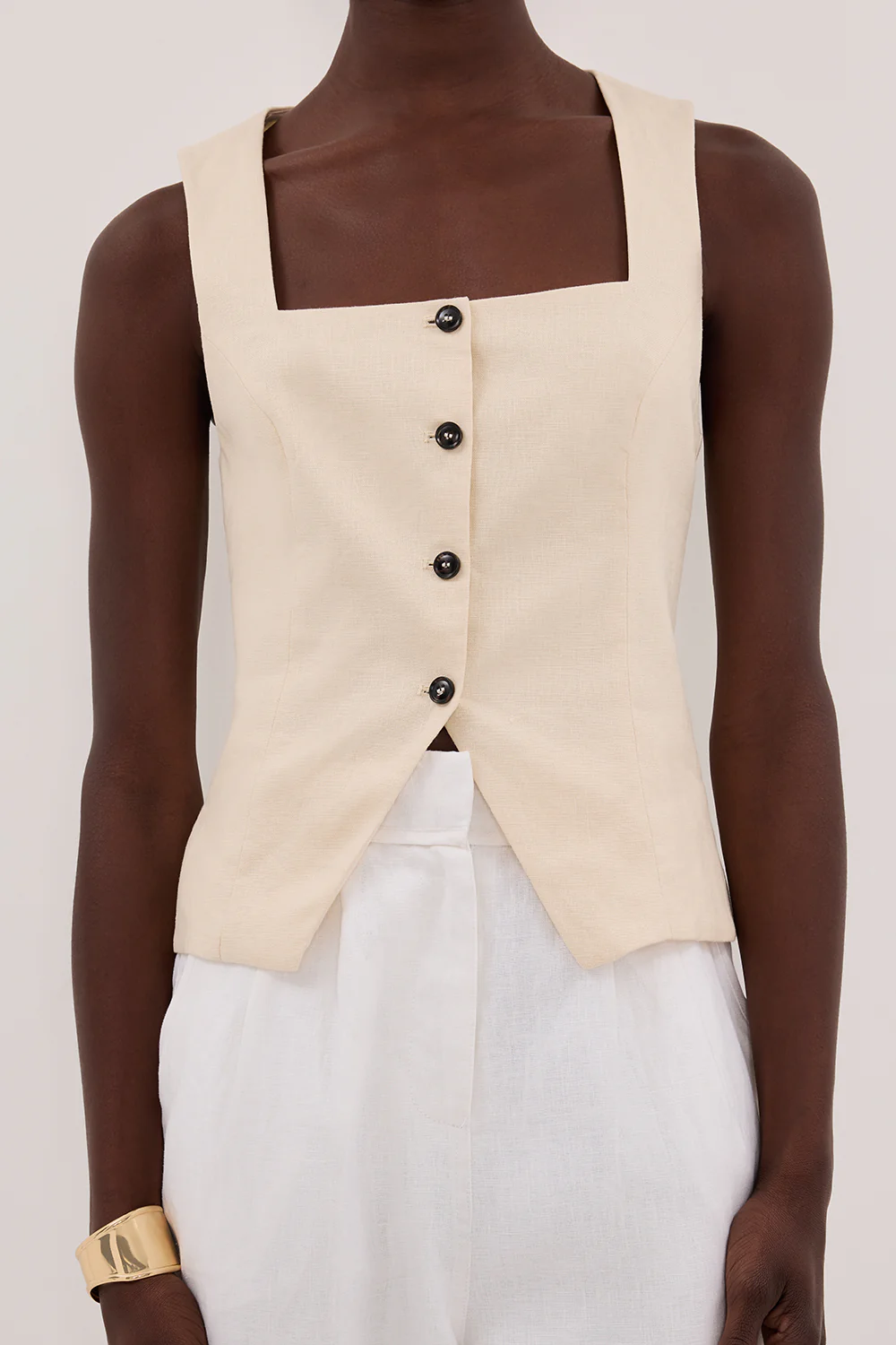 FRAN SANDSTONE LINEN VEST - Image 5