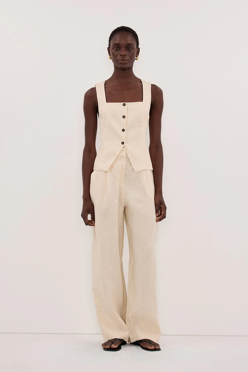 FRAN SANDSTONE LINEN VEST - Image 6