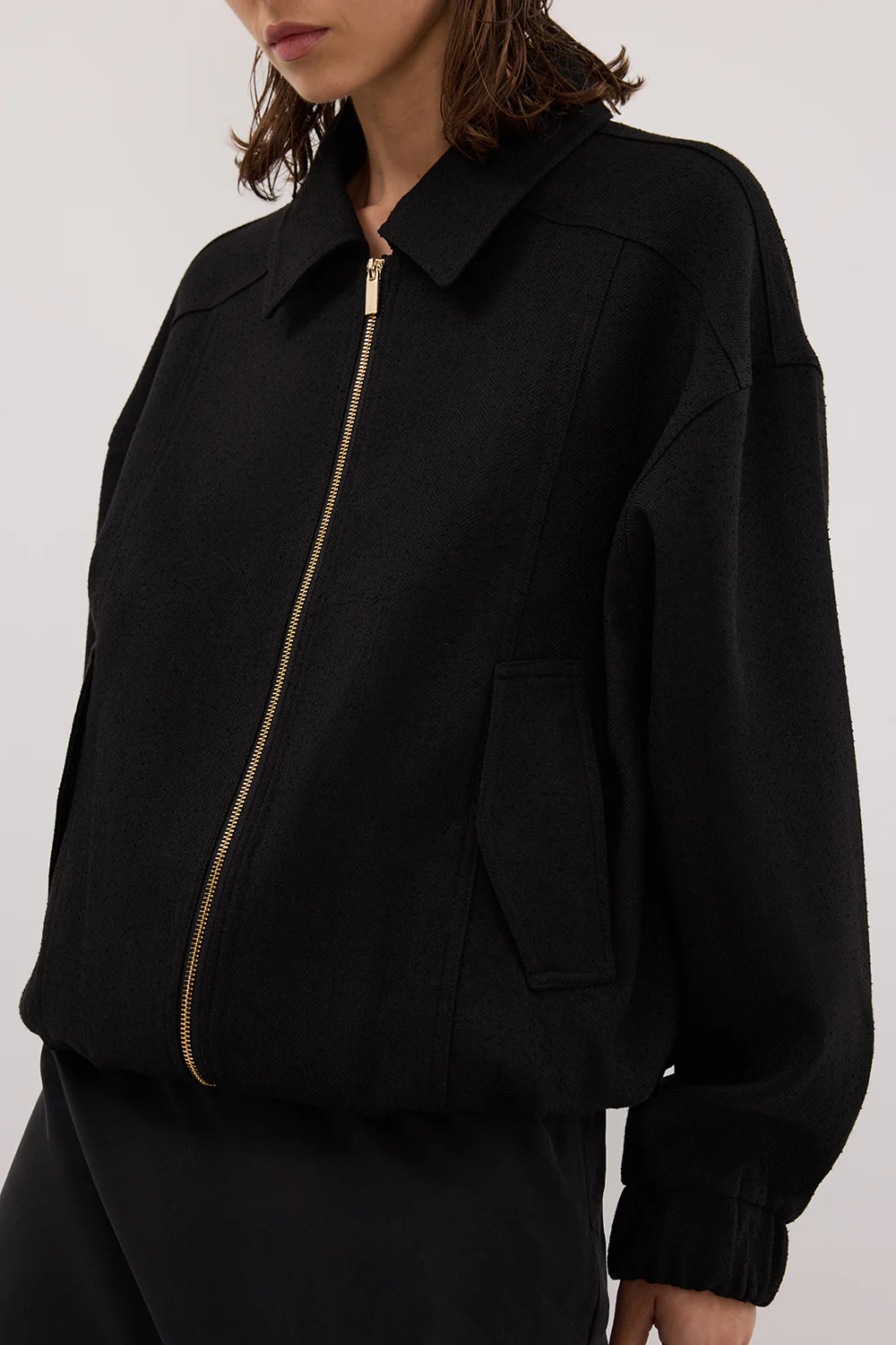 FRANKIE BLACK TWEED BOMBER JACKET - Image 5