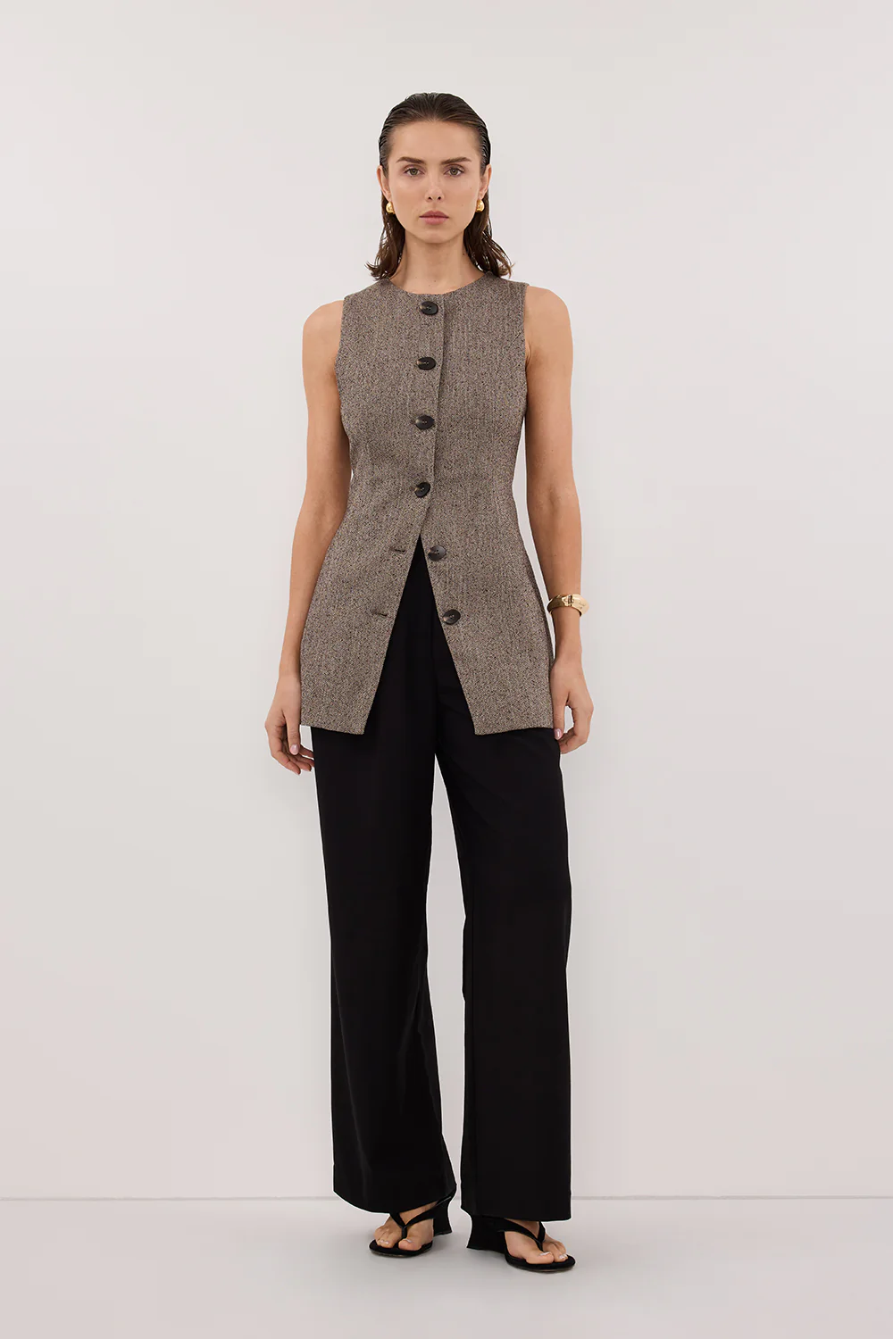 FRANKIE CHOC TWEED TUNIC VEST