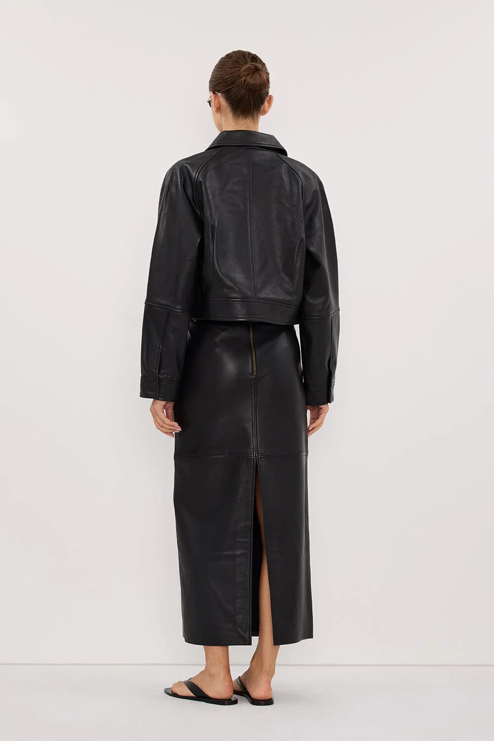 FREYA BLACK CROPPED LEATHER JACKET - Image 5