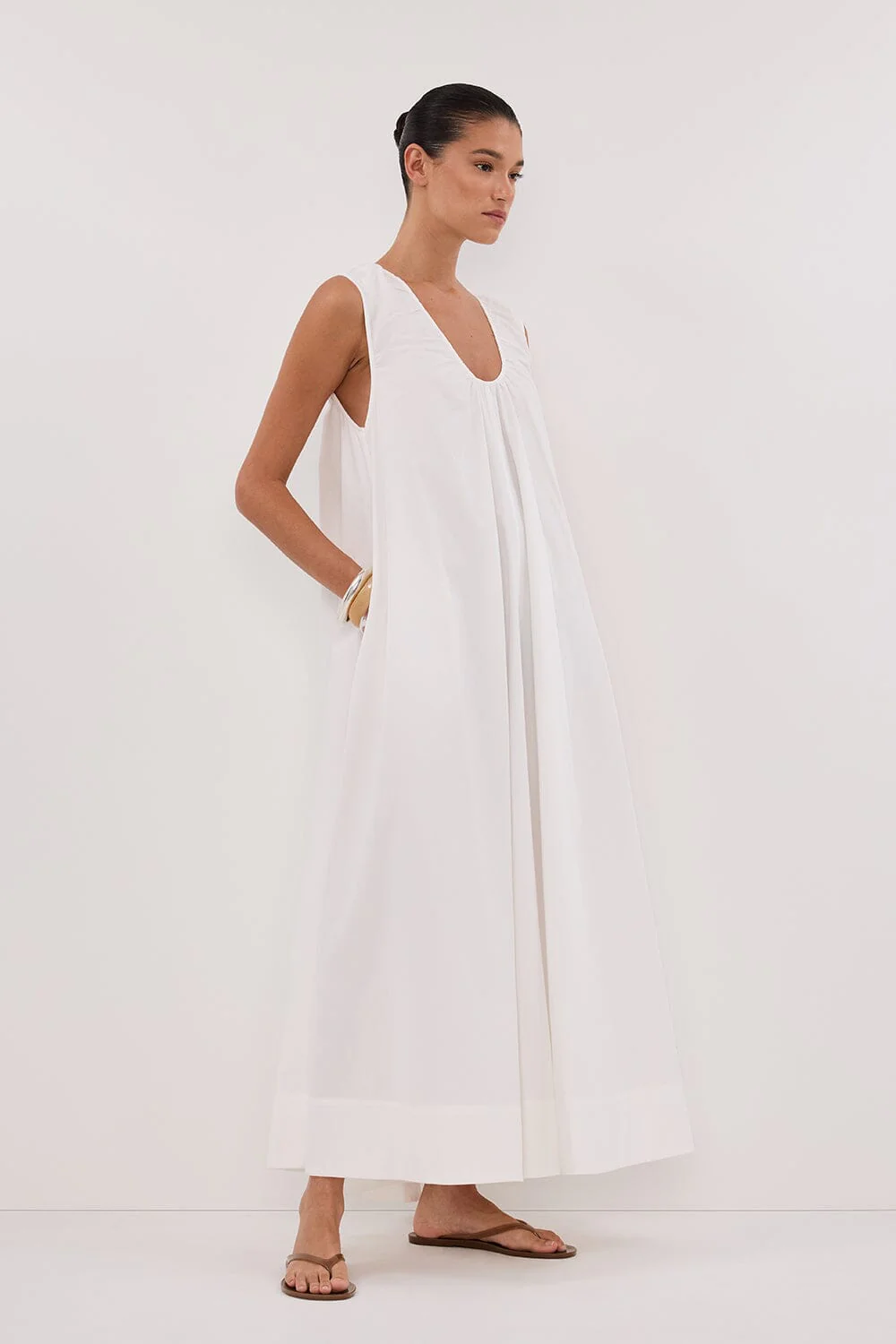 GABBY WHITE OVERSIZED COTTON MIDI DRESS - Image 3