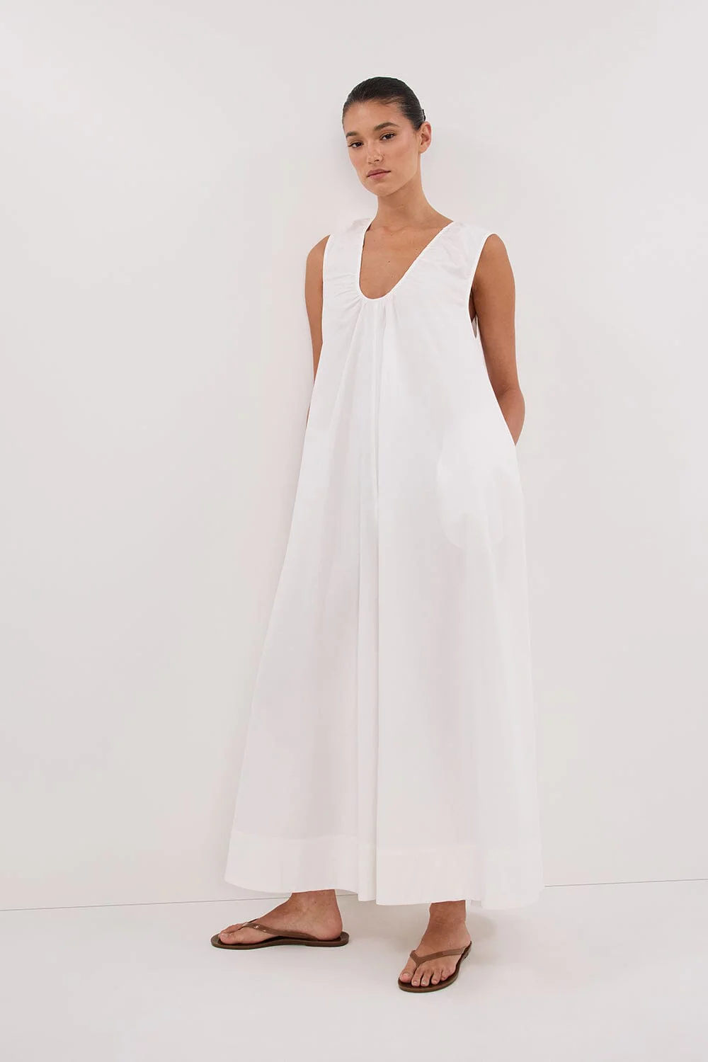 GABBY WHITE OVERSIZED COTTON MIDI DRESS - Image 6