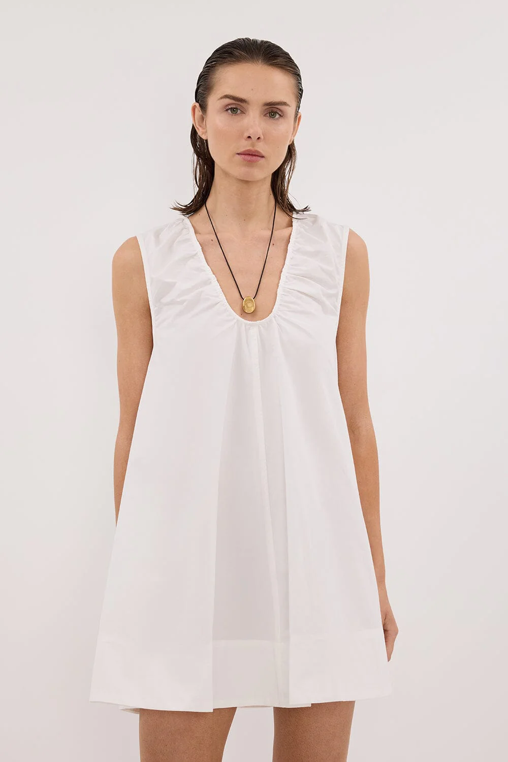 GABBY WHITE OVERSIZED COTTON MINI DRESS - Image 2