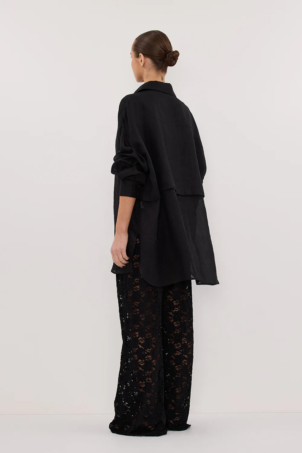 GIGI BLACK RAMIE LONG SLEEVE SHIRT - Image 4