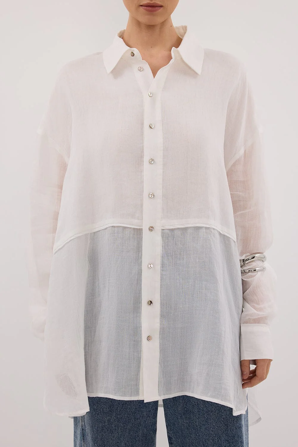 GIGI WHITE RAMIE LONG SLEEVE SHIRT - Image 6