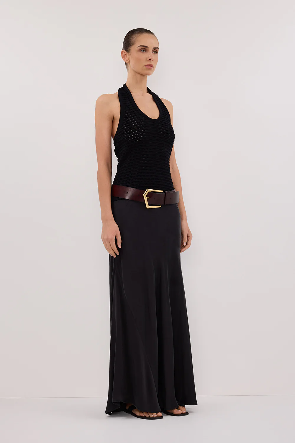 GINA BLACK HALTER CROCHET TOP - Image 3