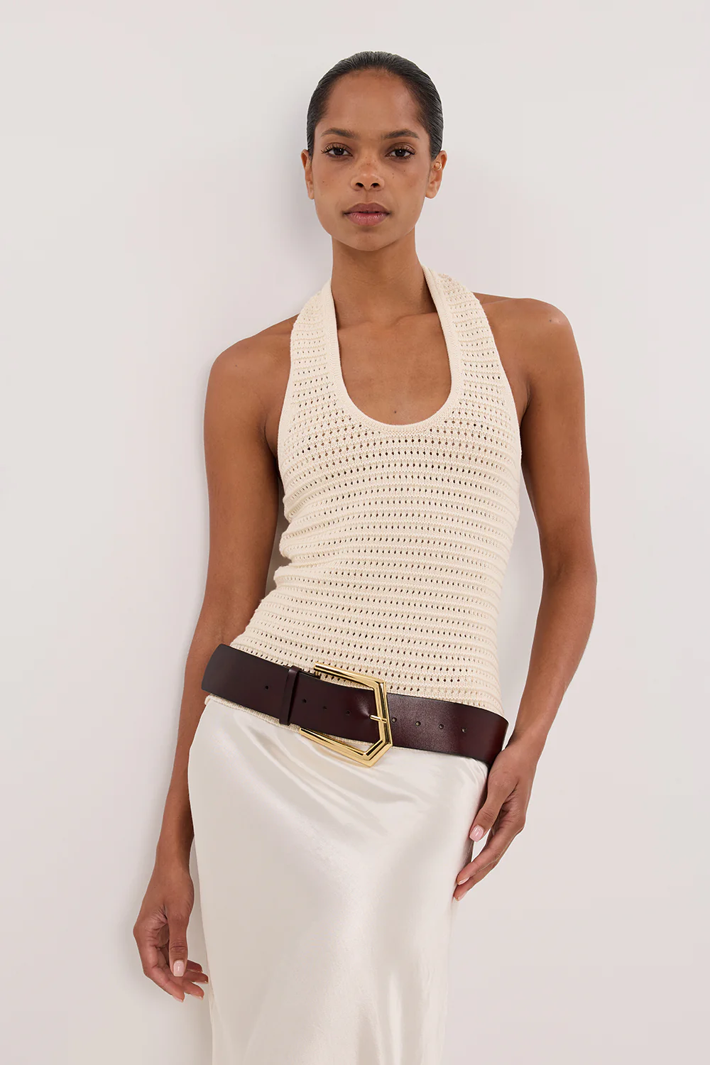 GINA CREAM HALTER CROCHET TOP - Image 2