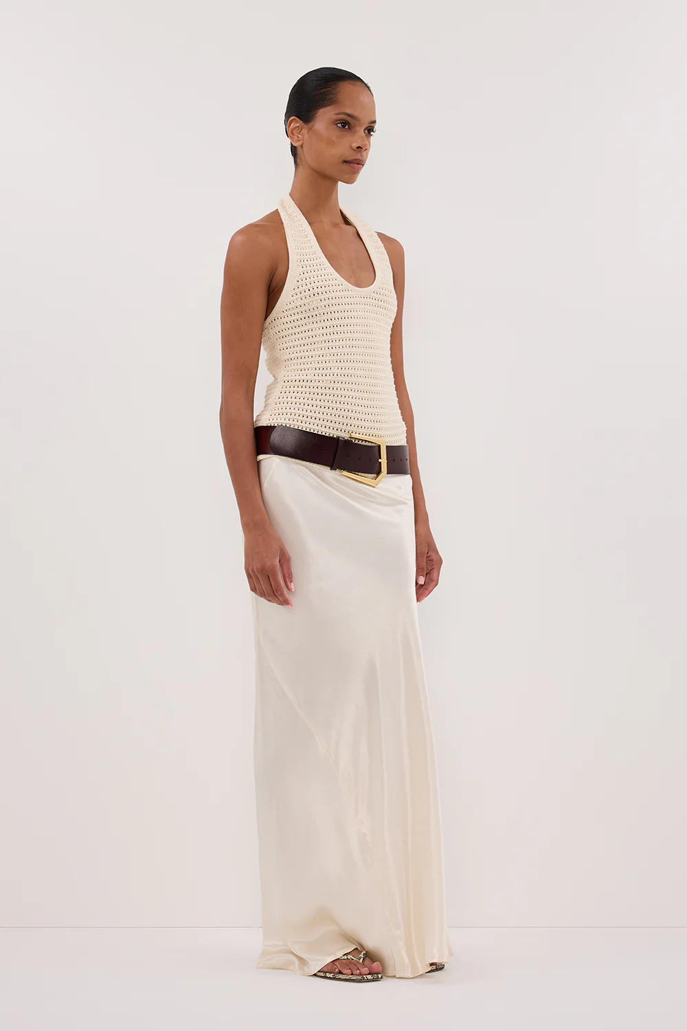 GINA CREAM HALTER CROCHET TOP - Image 3
